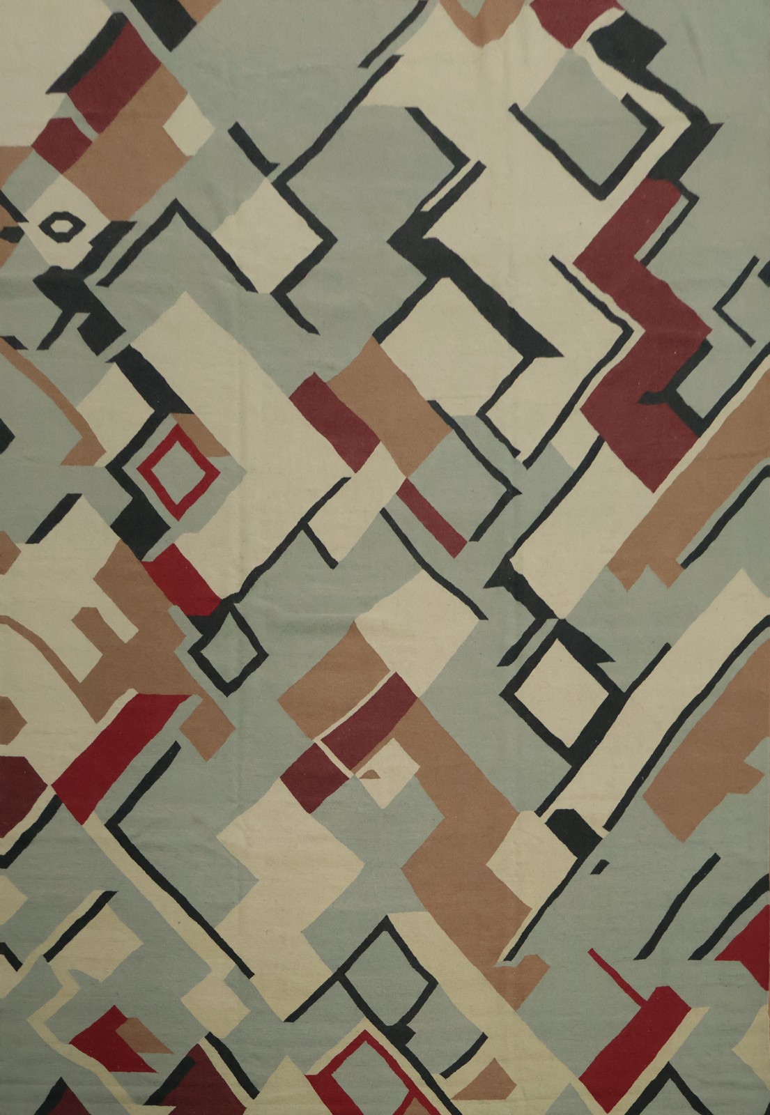 Modern Art Kilim Large Rug 12×15 Ft Hand-Woven Reversible Oriental Wool Carpet