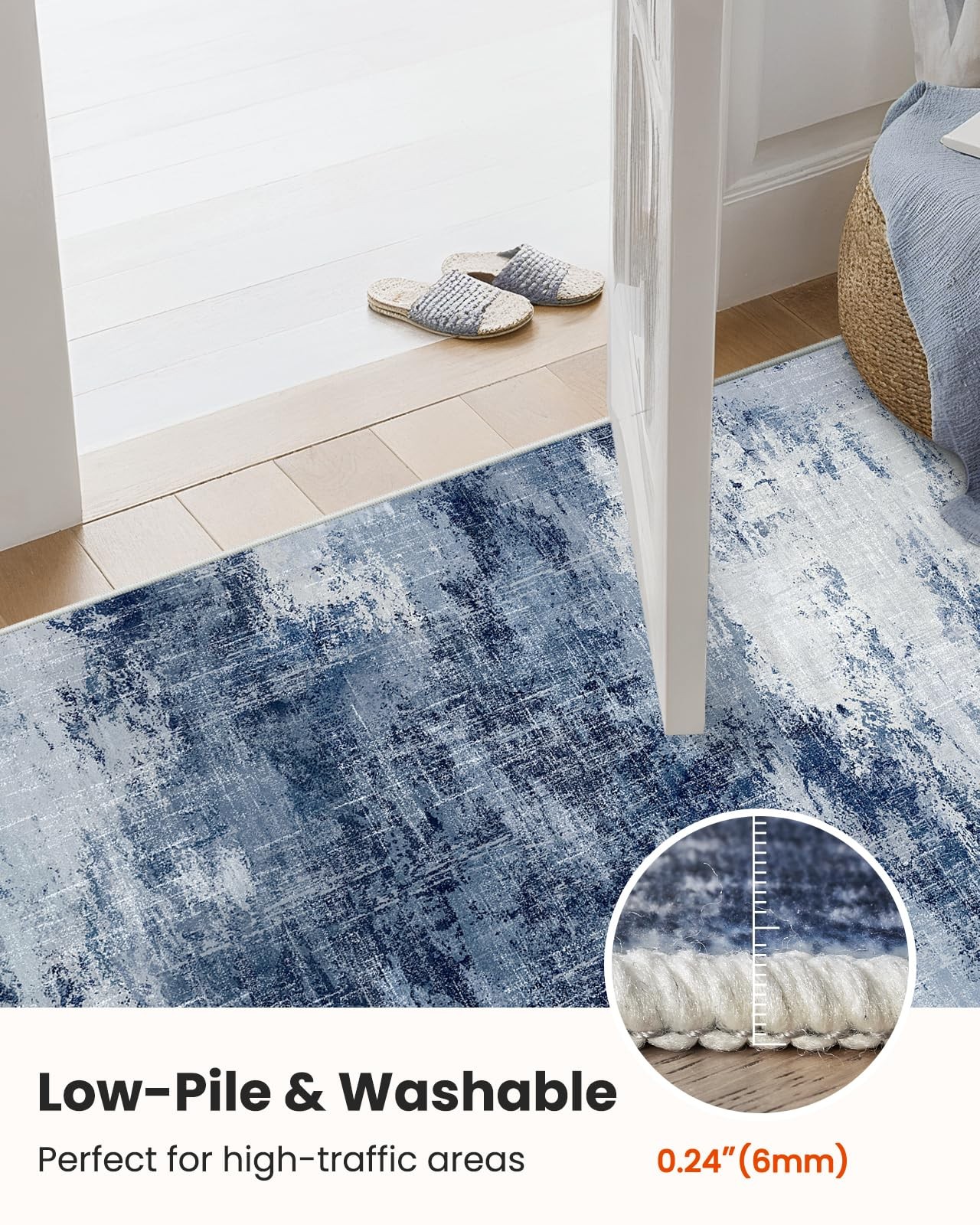 AMADA HOMEFURNISHING 8×10 Area Rugs for 8′ x 10′ (Rectangular), Dark Blue