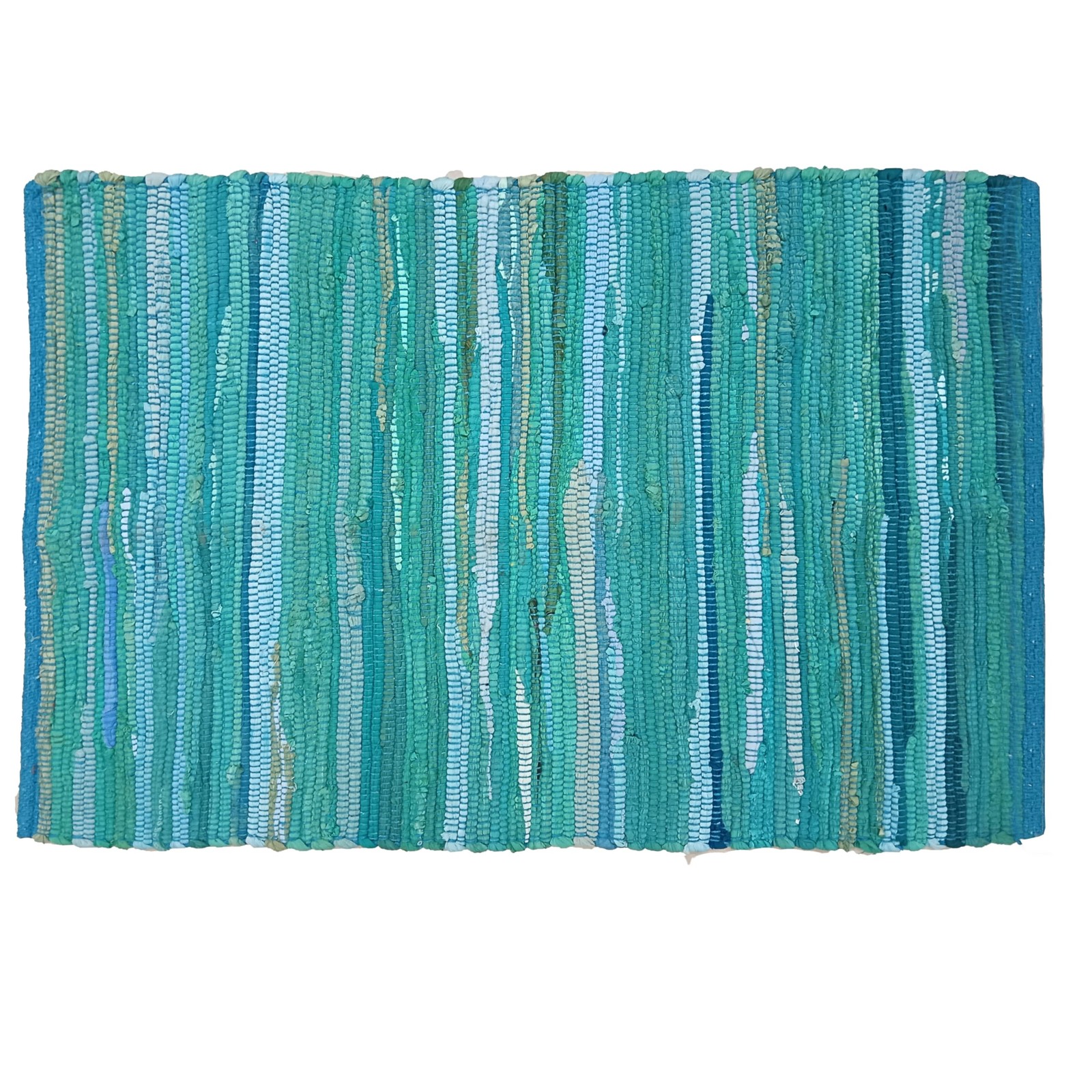 Ramanta Home Hand Woven 100% Cotton Chindi Rag Rug 2’x3′ – Teal, Recycled Rev…