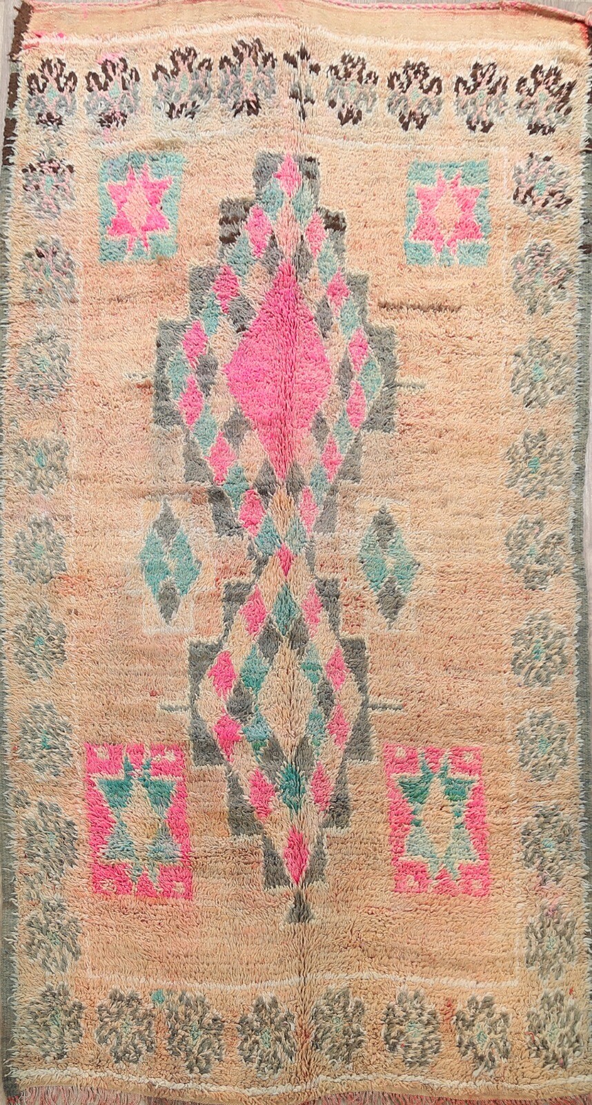 Antique Authentic Berber Moroccan Vegetable Dye Area Rug Hand-knotted Wool 6×11