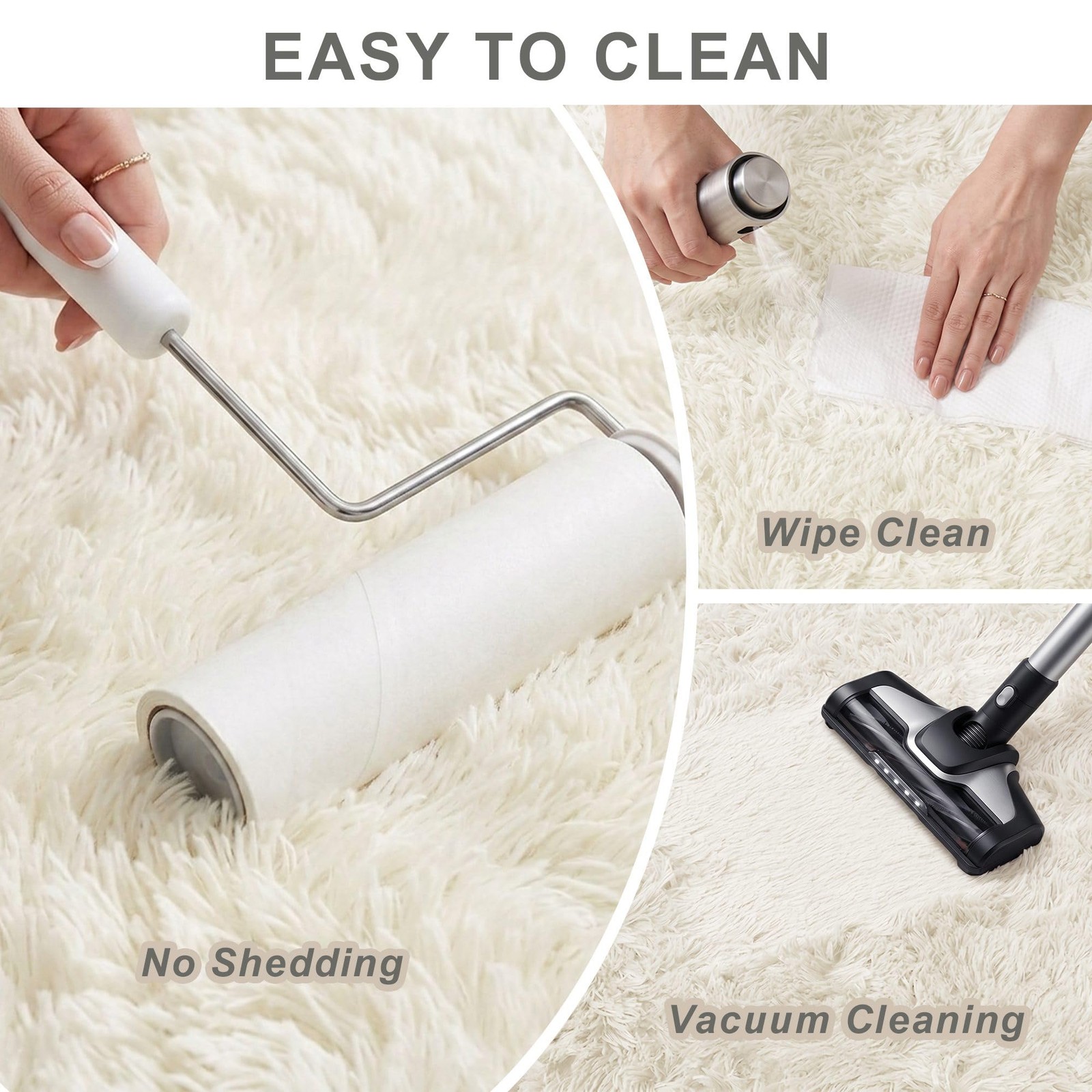 9×12 Ft Extra Large Cream White Fluffy Area Rugs, Pet Family Friendly Soft Fa…