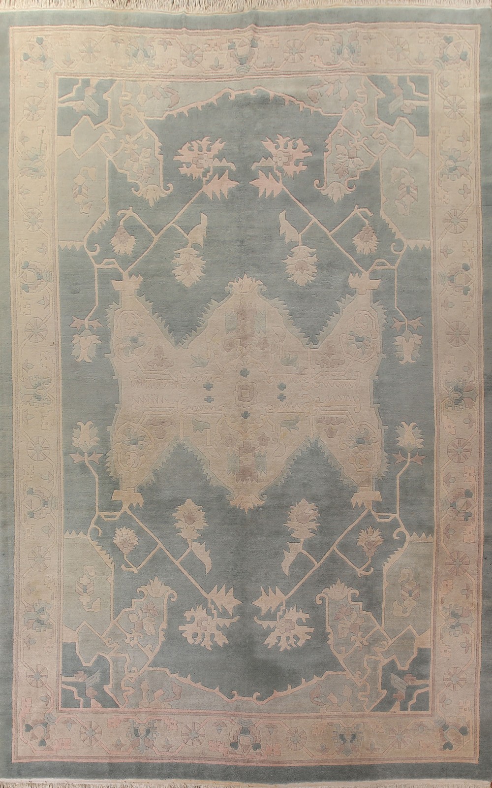 Nepalese Oriental Large Rug 12×16 Hand-knotted Wool Vegetable Dye Green Carpet