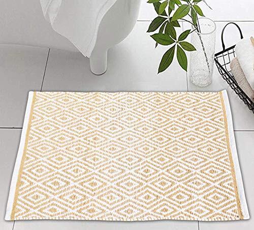 100% Cotton Diamond Rug Hand Woven Reversible Washable Rug 21×34 Linen