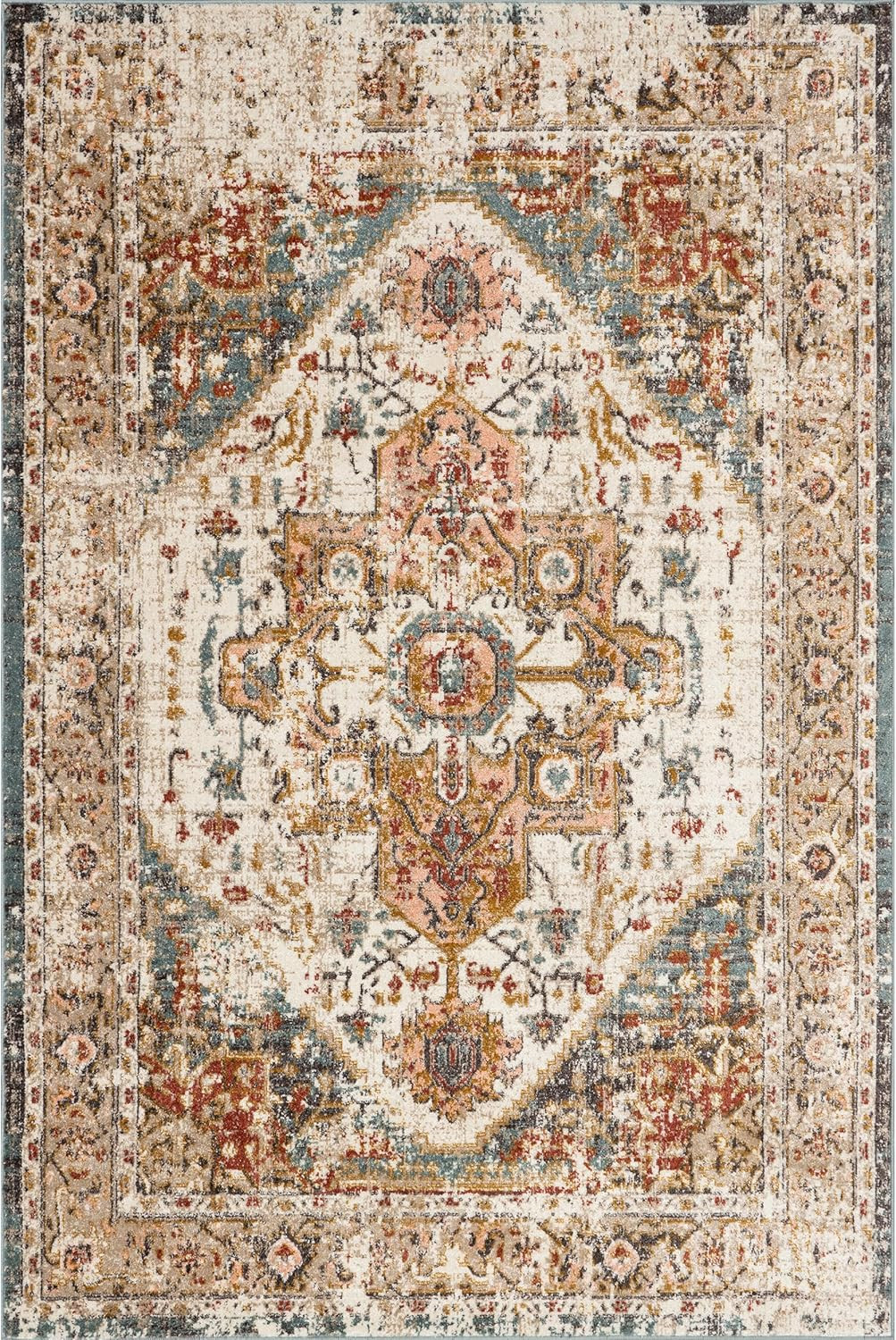 Performance Oriental Style Area Rug, Vintage Design, Durable, Easy to Clean, Jus