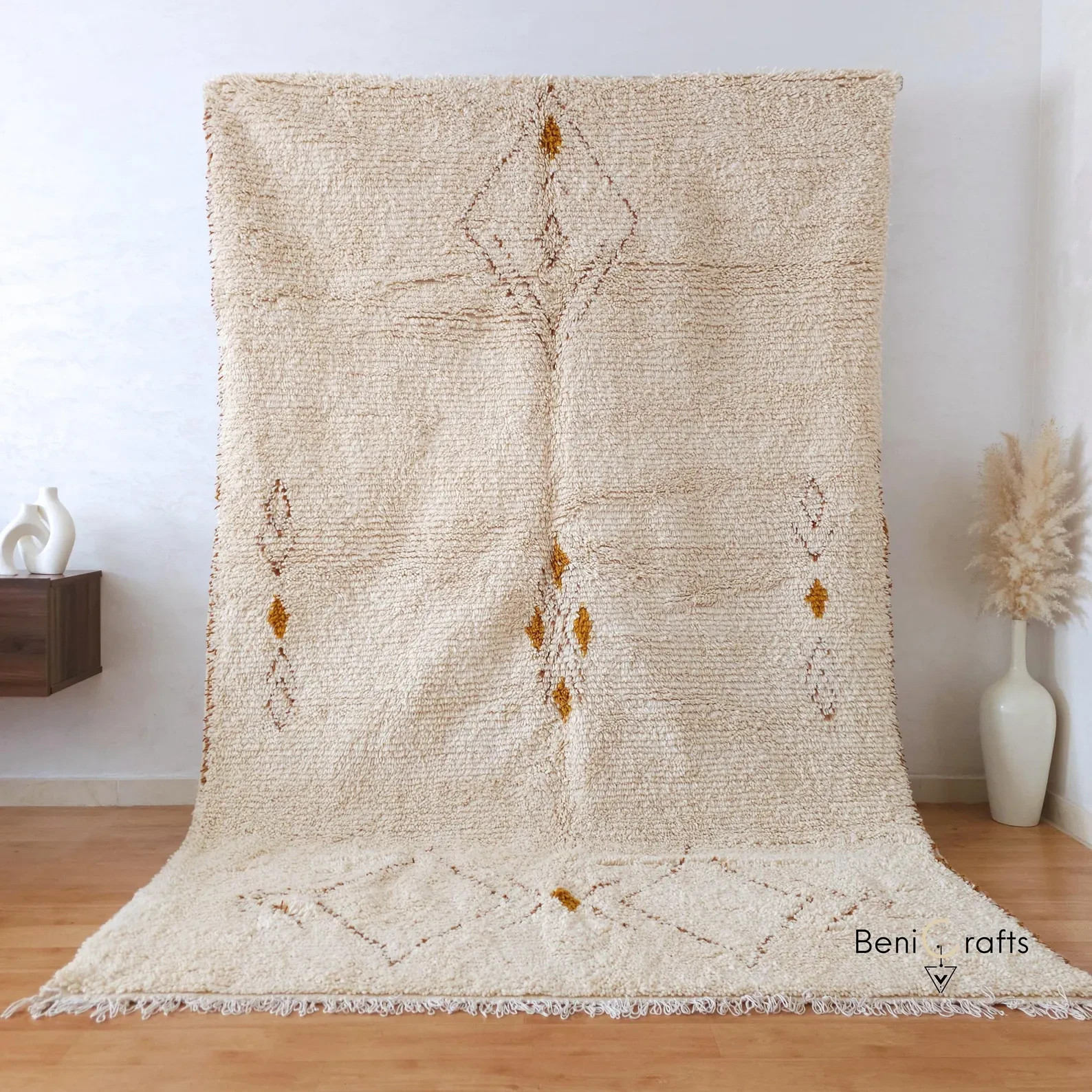 Handmade Cream Wool Moroccan Rug, Minimalist Berber Shag Rug 8×10 8×12 6×9