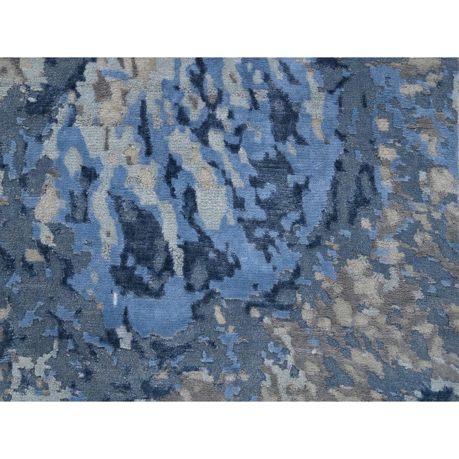2’6″ x 6’2″ Denim Blue Wool and Art Silk Hand Knotted Runner Oriental Rug R63763