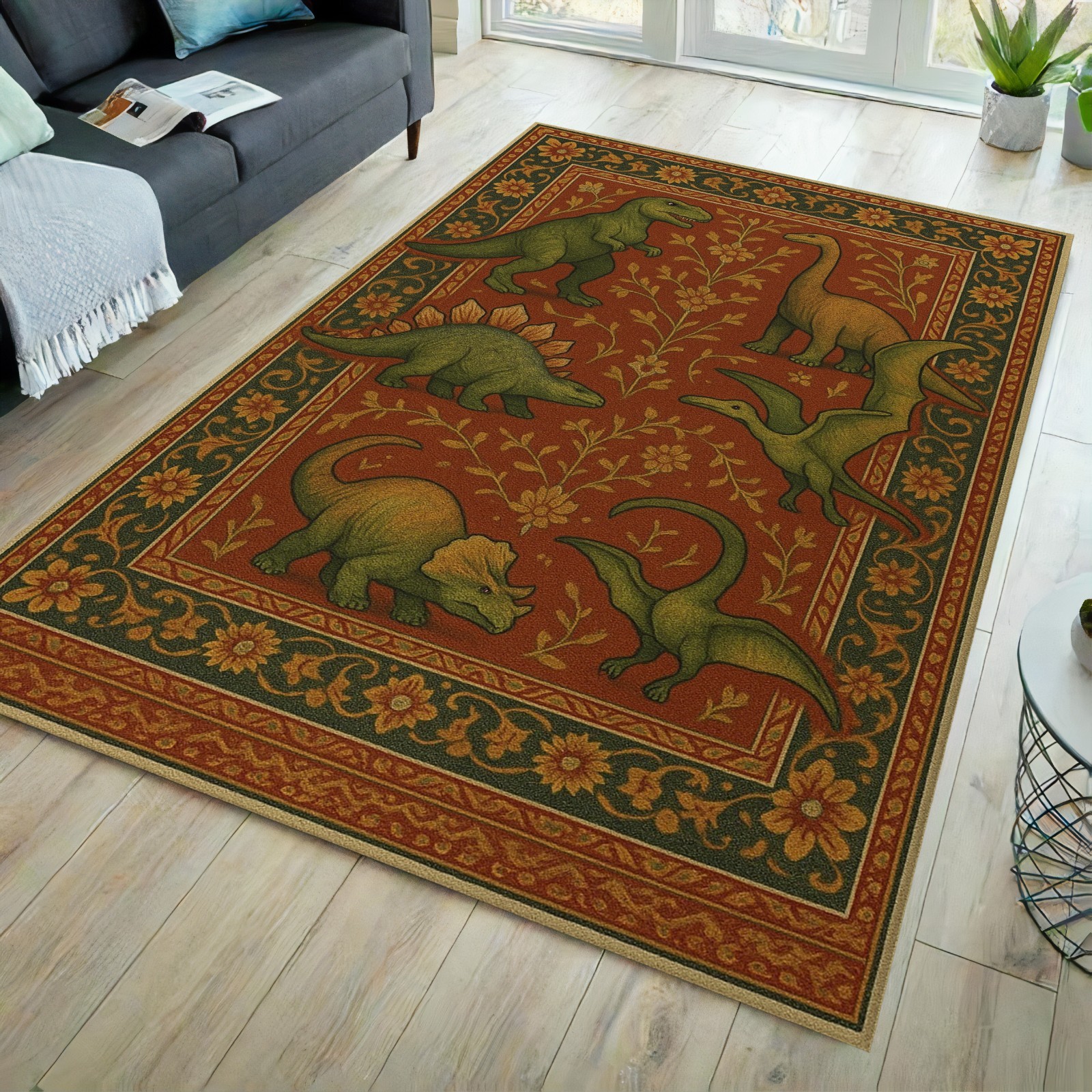 Dinosaurs rug, fossil rug, dinosaur themed rug, dinosaur fossil rug, dino rug