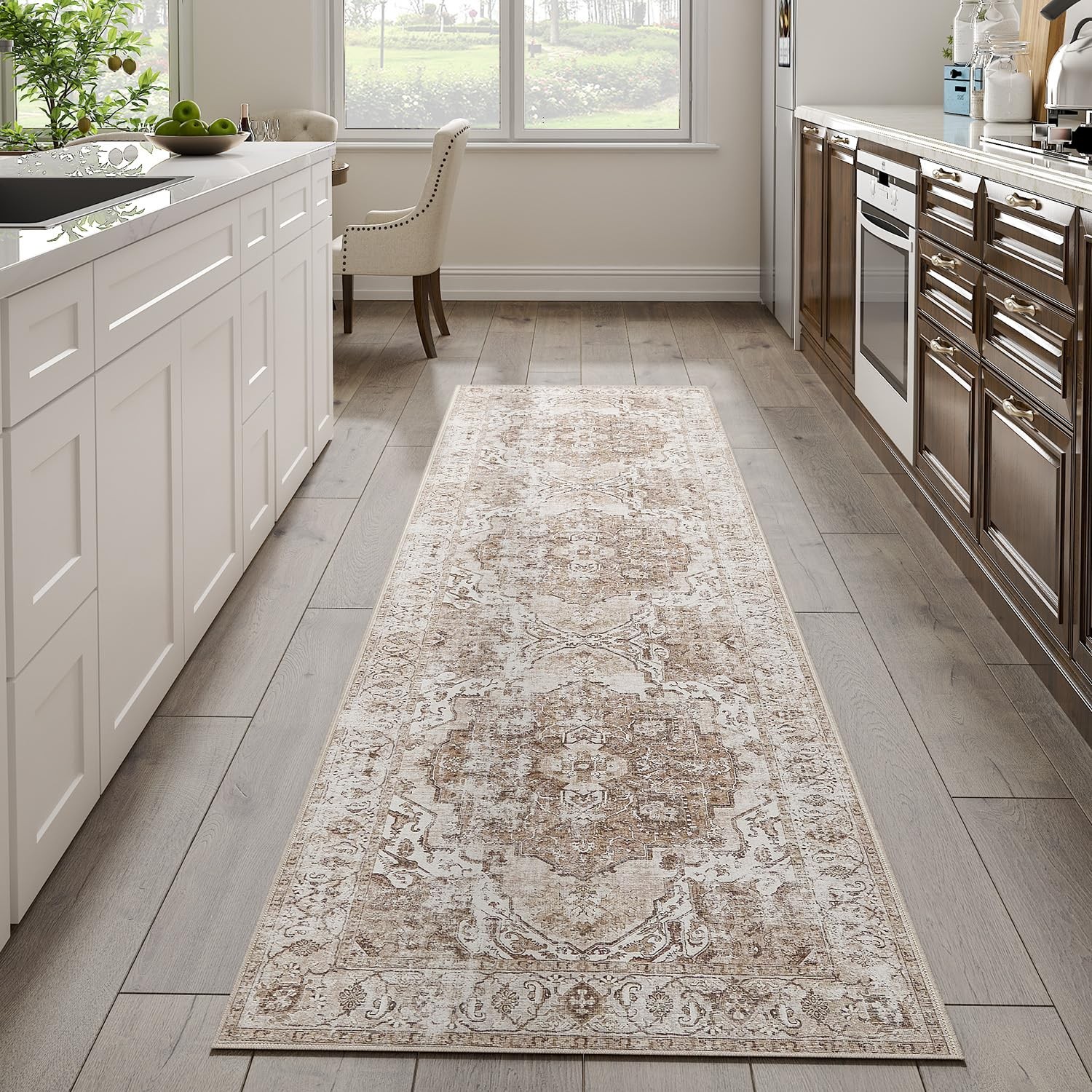 Runner Rug 2×5 Washable Hallway Rug Vintage Traditional Floor Cover Thin Taup…