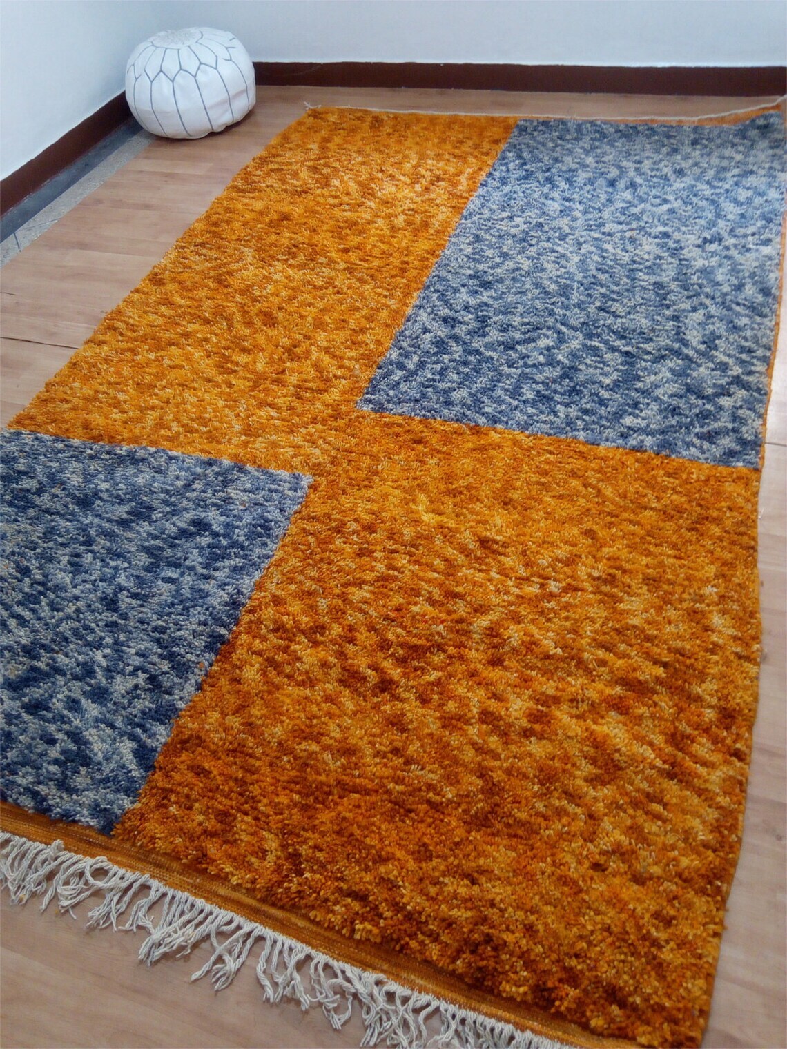 Moroccan Orange & Gray Rug 9.8×6.4ft / 300x197CM approx , Beni Ourain Style