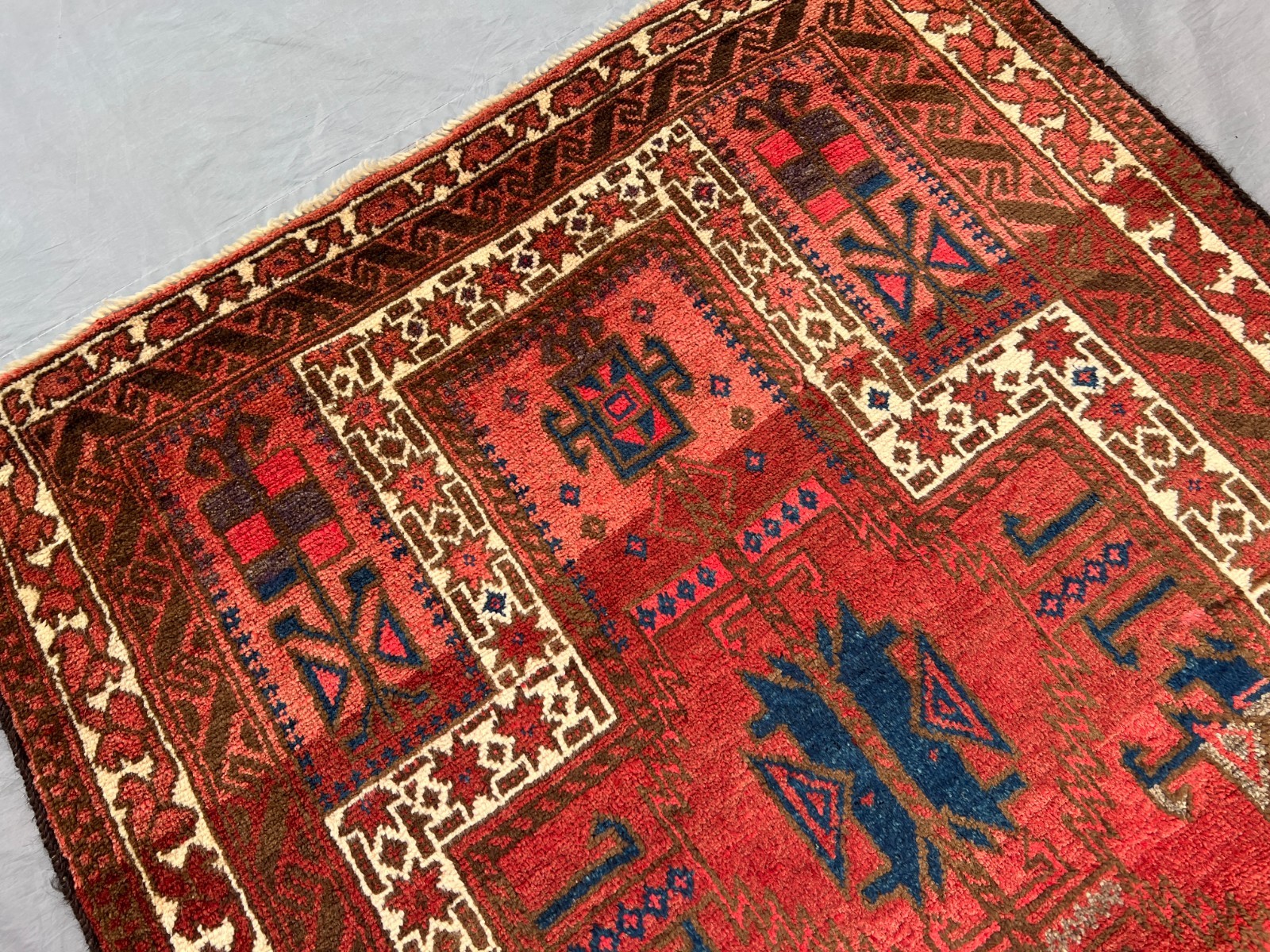 Red Turkish 3x4ft Vintage Hand Knotted Wool Rug Prayer Caucasian Tree Carpet