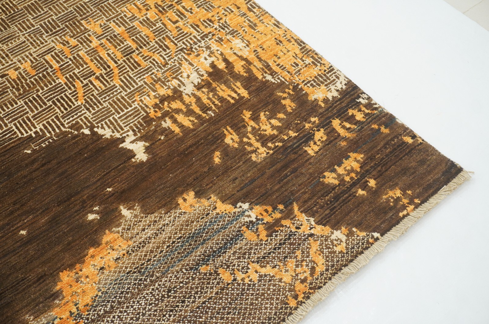 8 x 10 ft Brown Modern Contemporary Afghan Hand Knotted Wool Abstract Area Rug