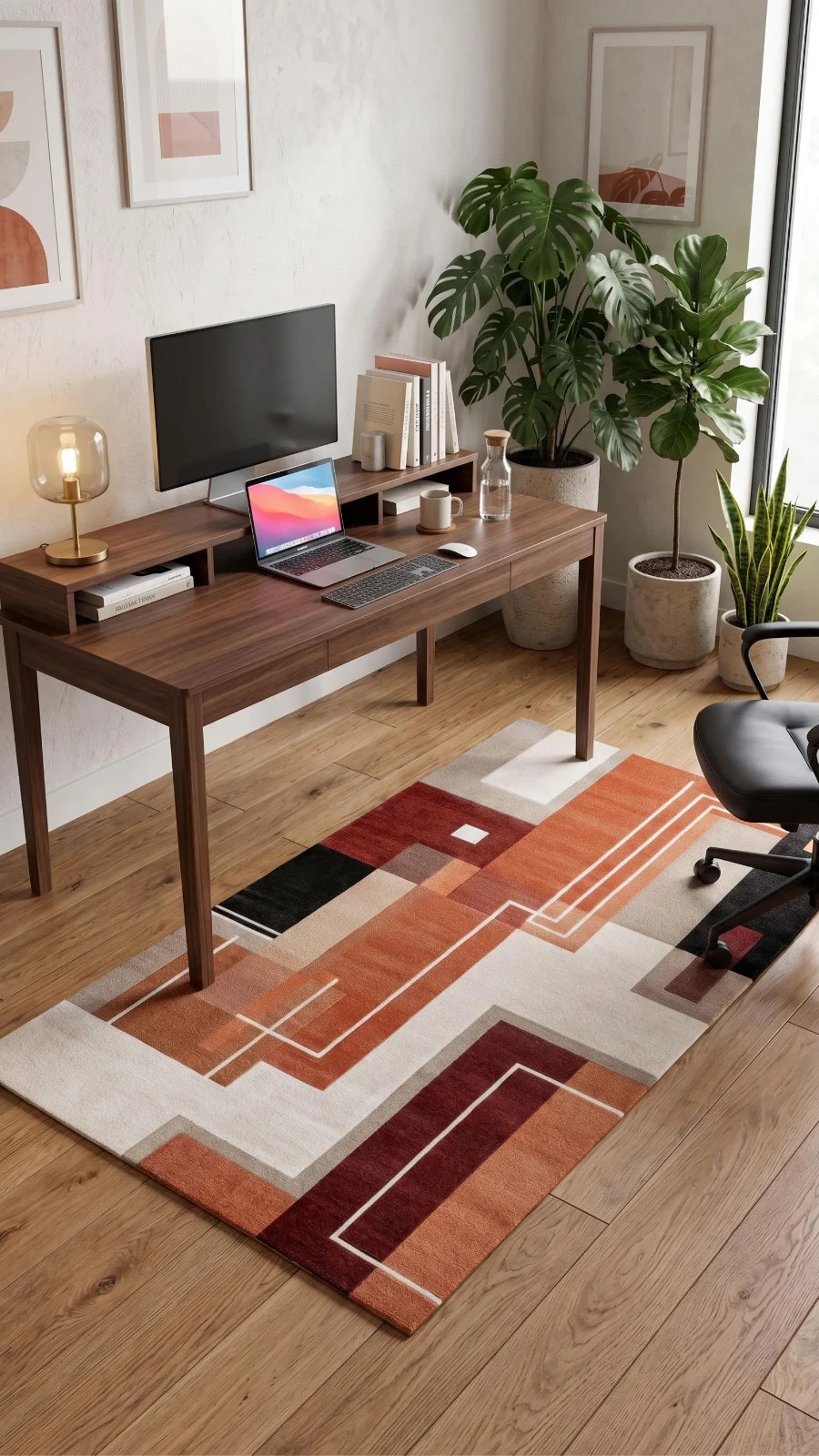 Modern Geometric Hand Tufted Wool Cotton Terracotta Abstract Collection Carpet