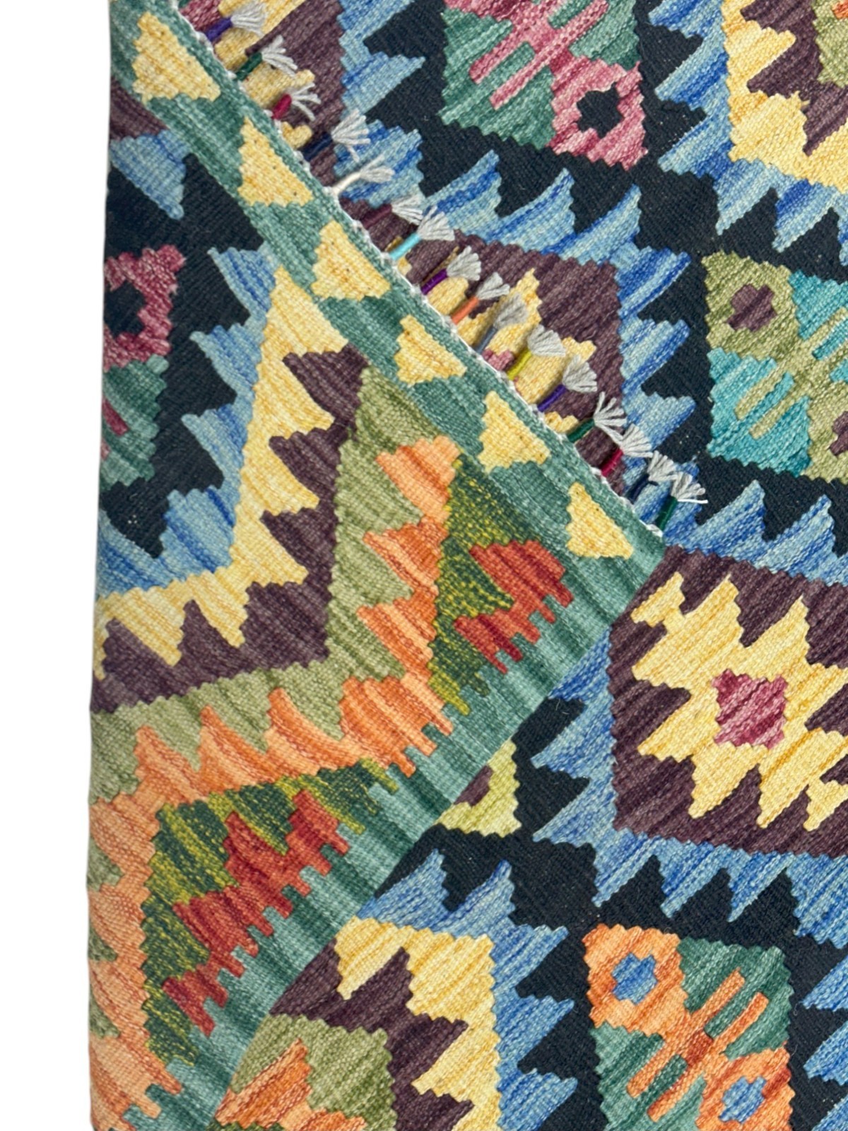 Hand-Woven Afghani Kilim Wool Rug 3’3″ x 4’10