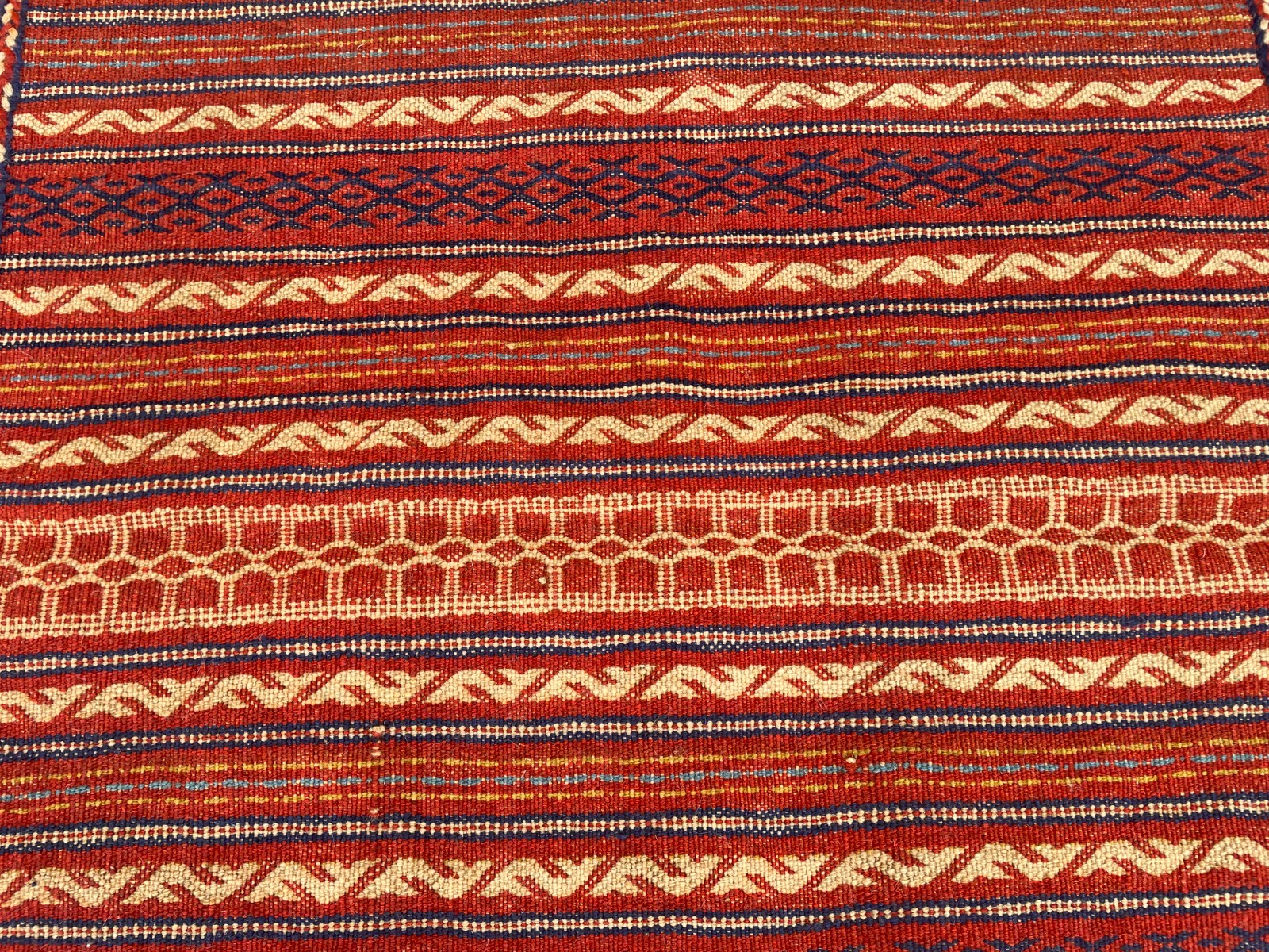 3’3 x 5 Ft Afghan Kilim Rug Tribal Striped Flatweave Carpet Handmade Wool Rustic