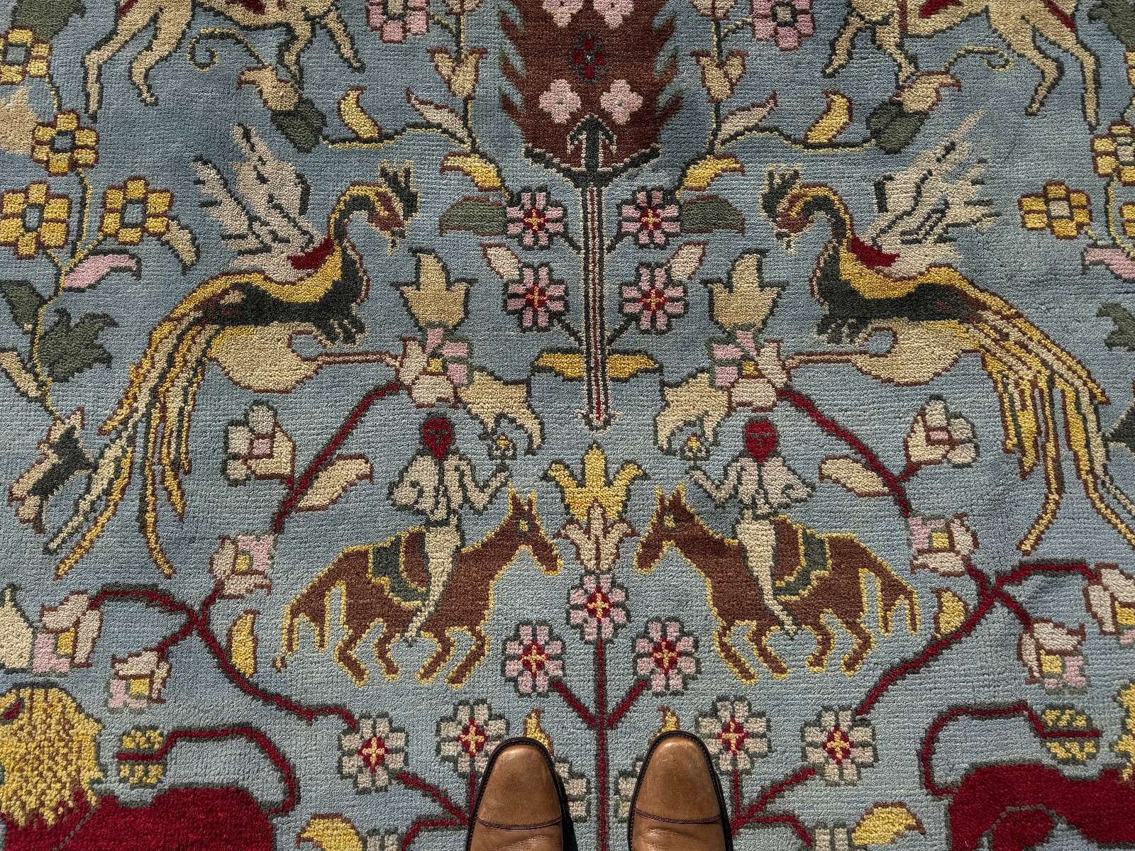 9×12 NEW COLORFUL WOOL RUG BLUE OUSHAK HANDMADE HAND-WOVEN tree of life animals