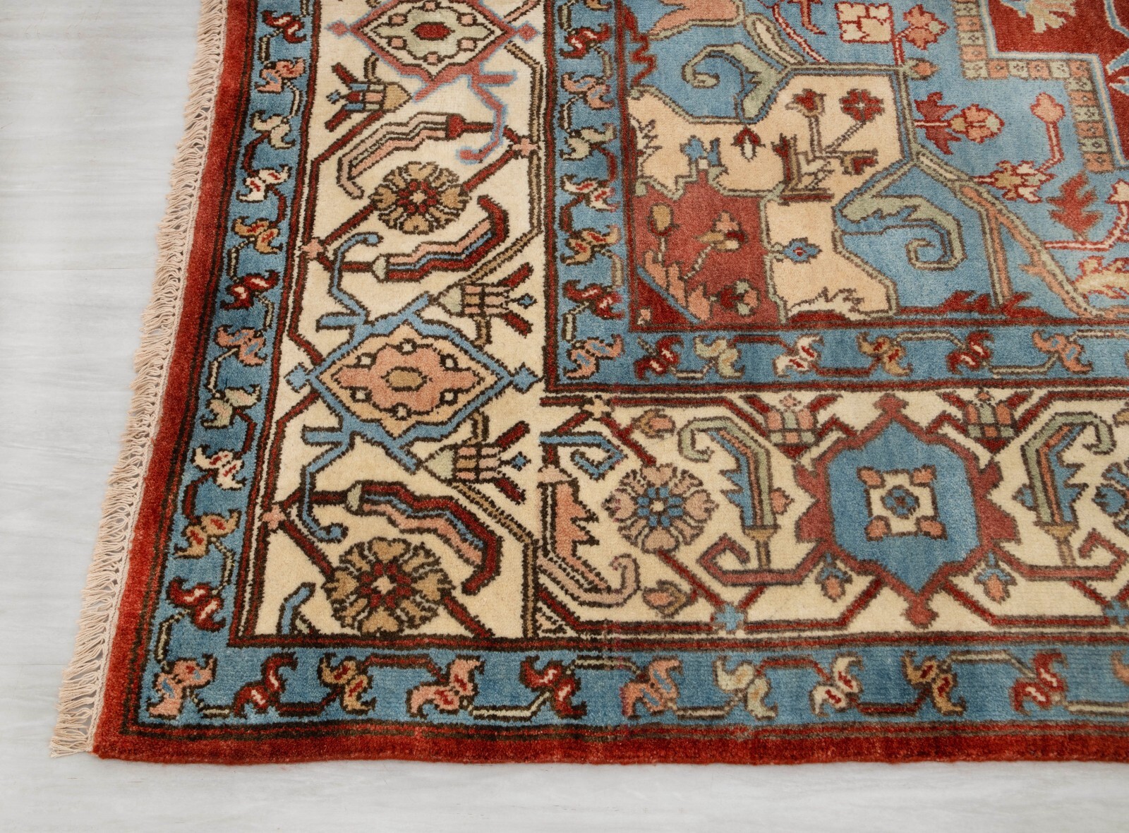 10×14 Rust Cream Classic Heriz Serapi Premium Quality Hand Knotted Wool Rug