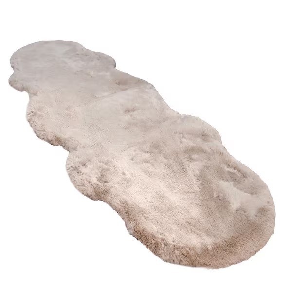 Mmlior Faux Rabbit Fur Light Brown 2 ft x 6 ft Cozy Furry Area Rug Specialty Rug