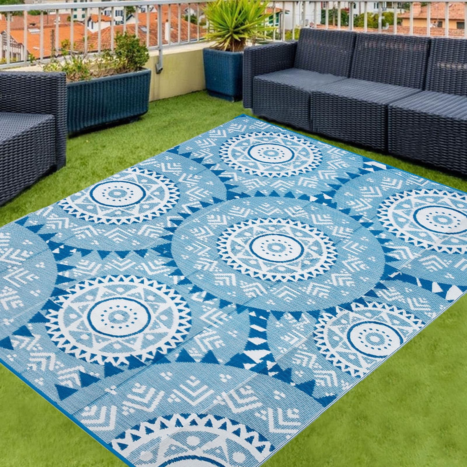Outdoor Rug 8×10 Patio Waterproof Boho Patio Rugs Outdoor Carpet Waterproof P…