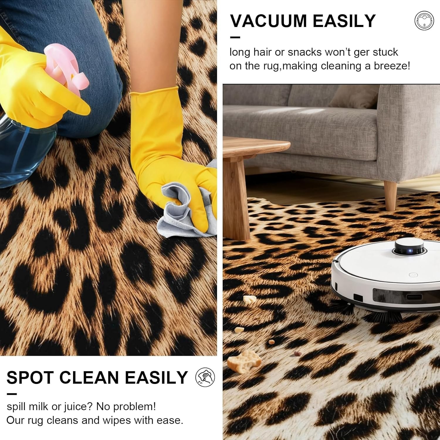 Faux Cheetah Print Rug for Indoor Use Non-Slip Throw Rug 2’4″ x 3’7″