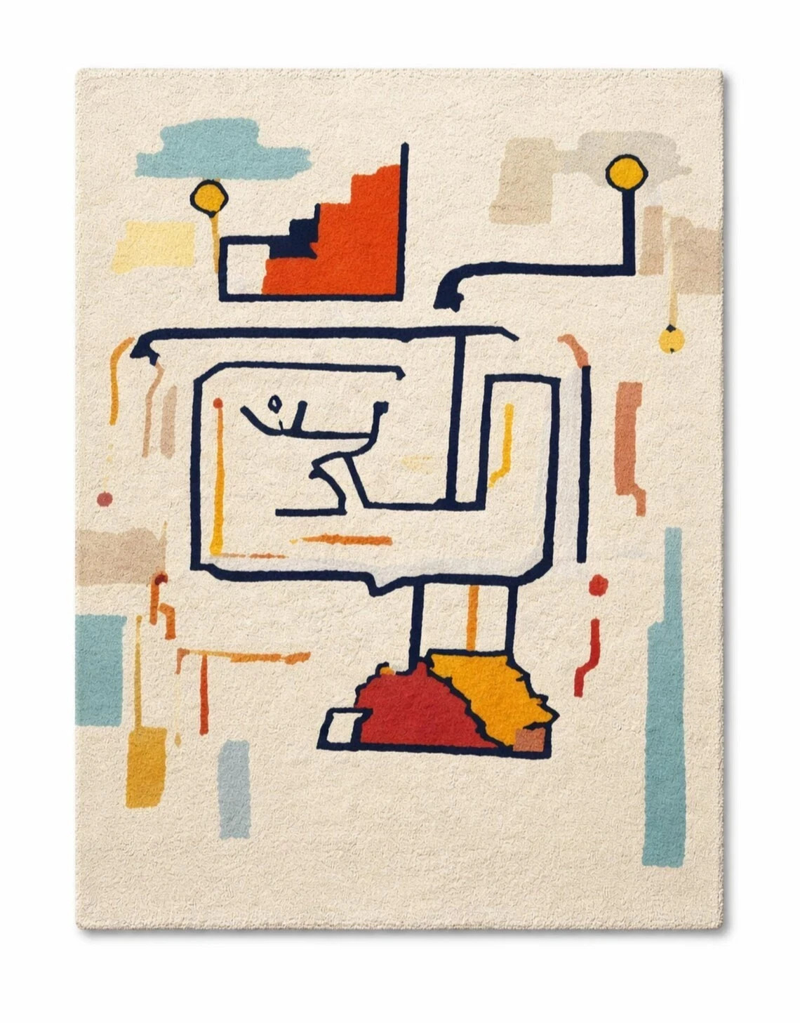 Modern Abstract Hand-Tufted Wool Rug – Geometric Artistic Design Area Carpet