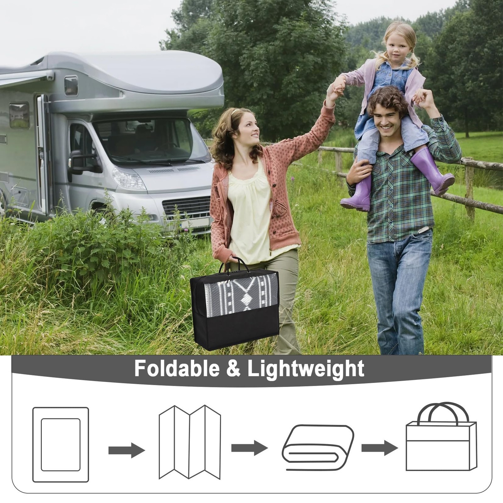 8×10/9×12/9×18/10×14/10x20FT Foldable Outdoo Waterproof Plastic Straw Rug for RV