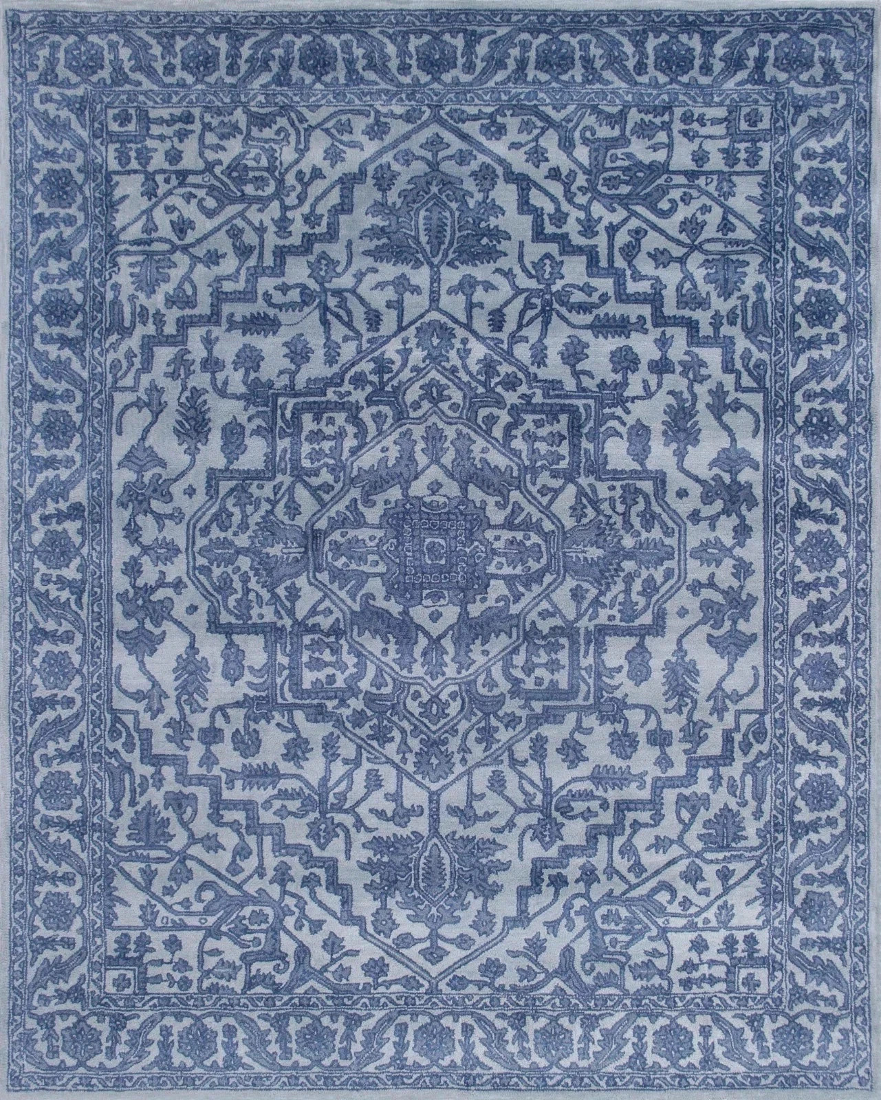 Floral Light Blue Oriental Handmade Hand-Tufted 100% Wool Area Rug Carpet 8×10|