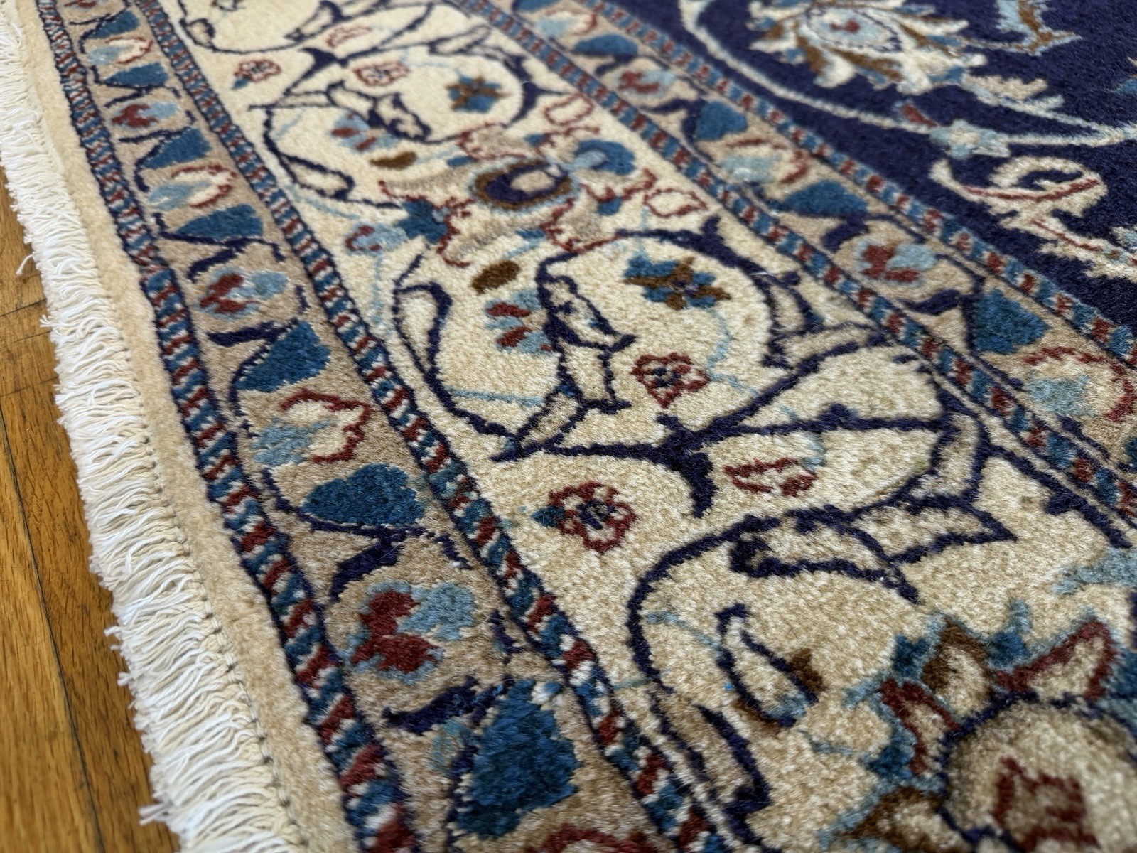 6×9 NAIN Oriental SILK wool hand-knotted Medallion Blue White Gray Beige