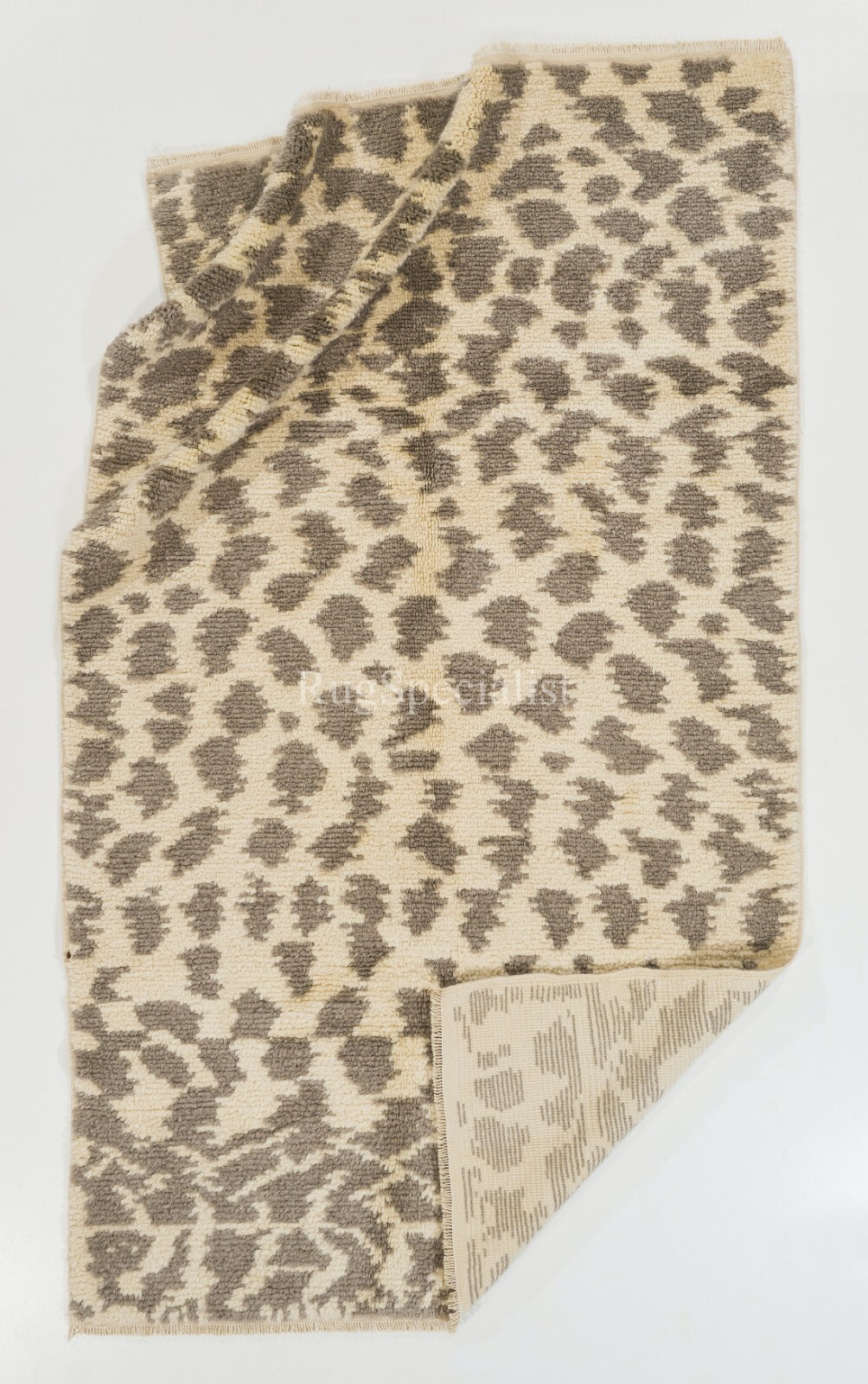 Contemporary Hand-Knotted Boho Chic “Tulu” Rug, 100% Soft Natural Un-Dyed Wool