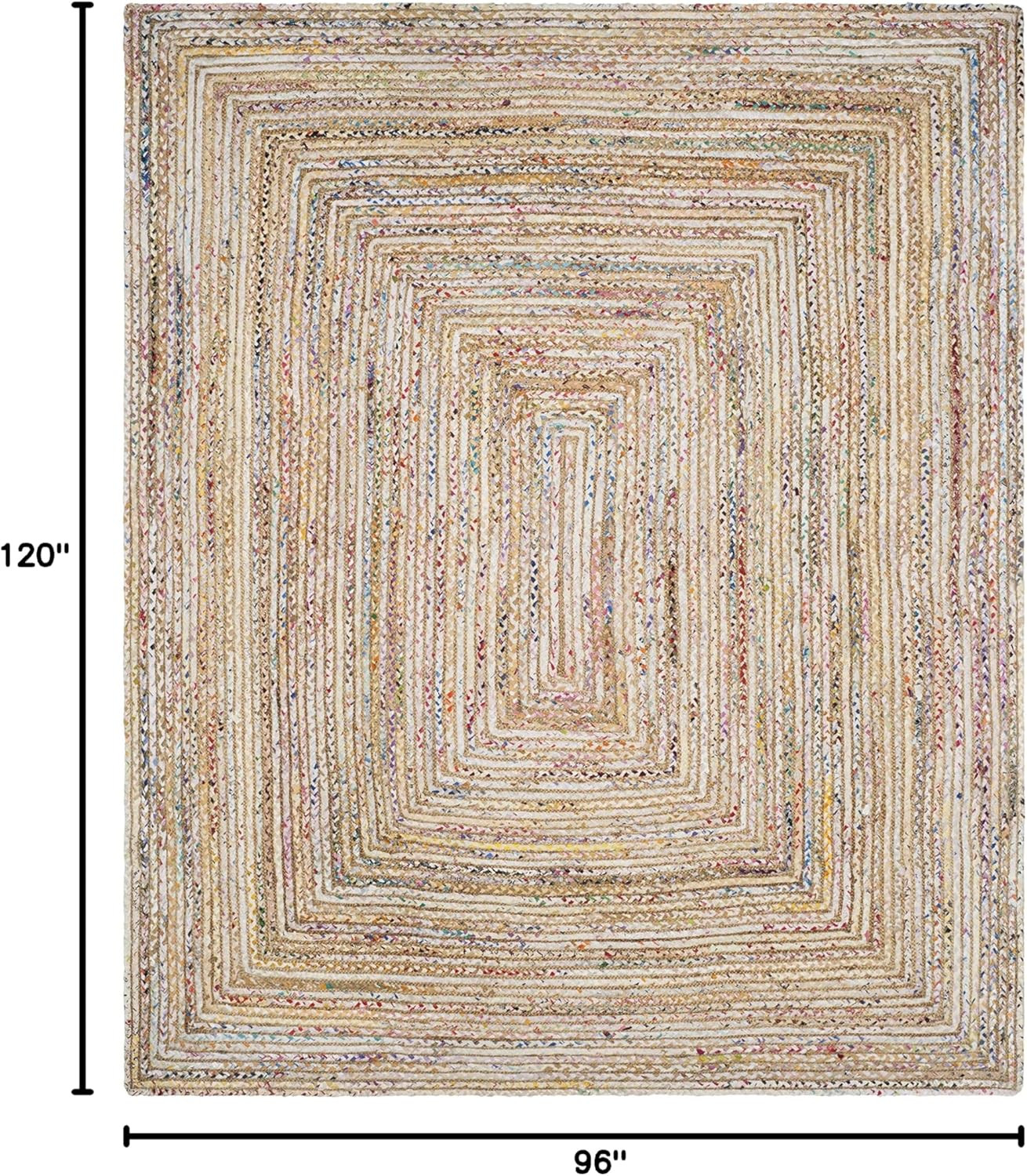 Handmade 8×10 Area Rug – Cape Cod Collection, Beige & Multi, Jute & Cotton