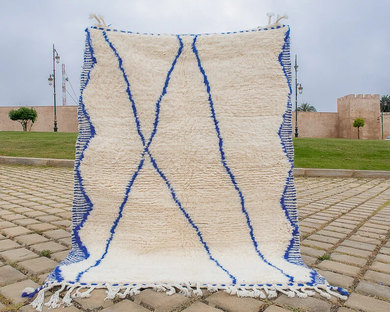 Moroccan Rug Custom Beni Ouarain – Blue Authentic Beni Ourain Rug, Morrocan