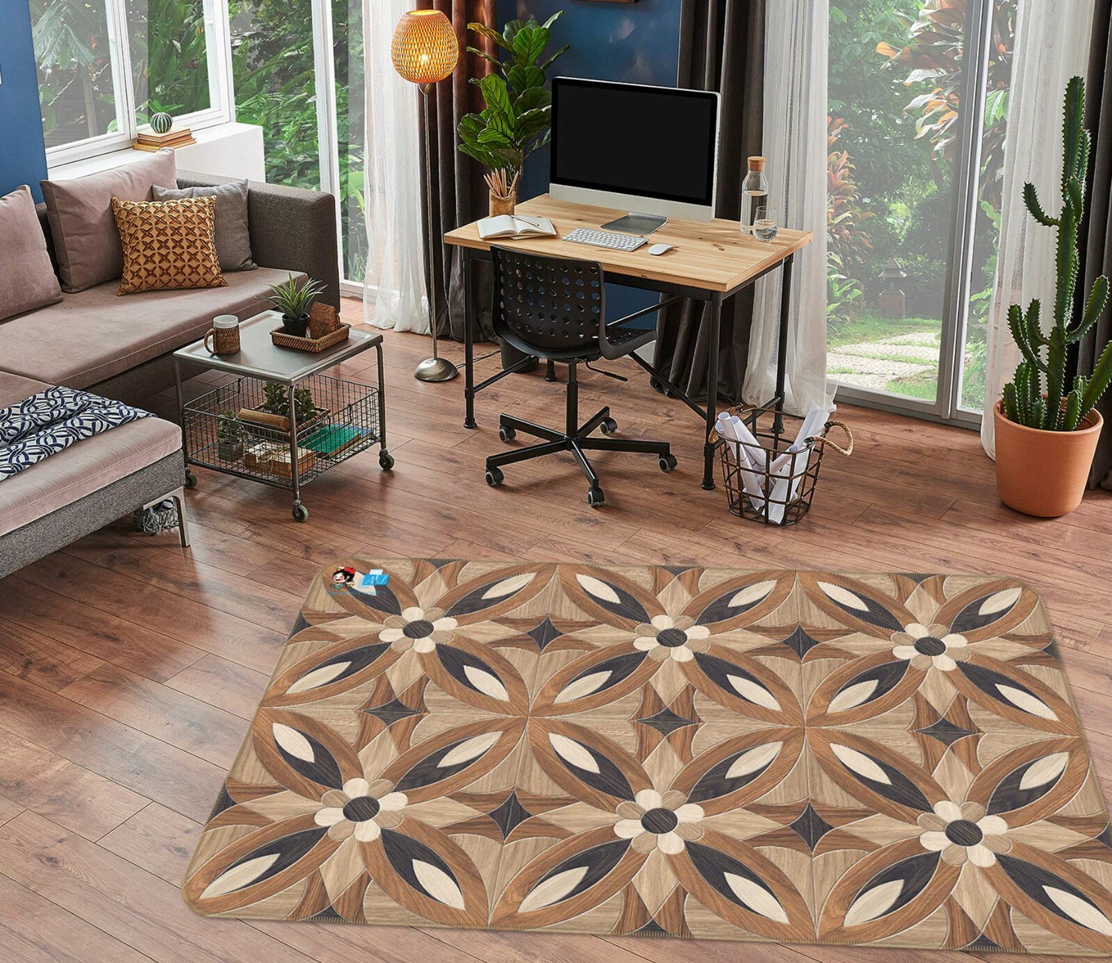 3D Brown Petal Pattern ZHUA593 Game Non Slip Rug Mat Photo Carpet Amy