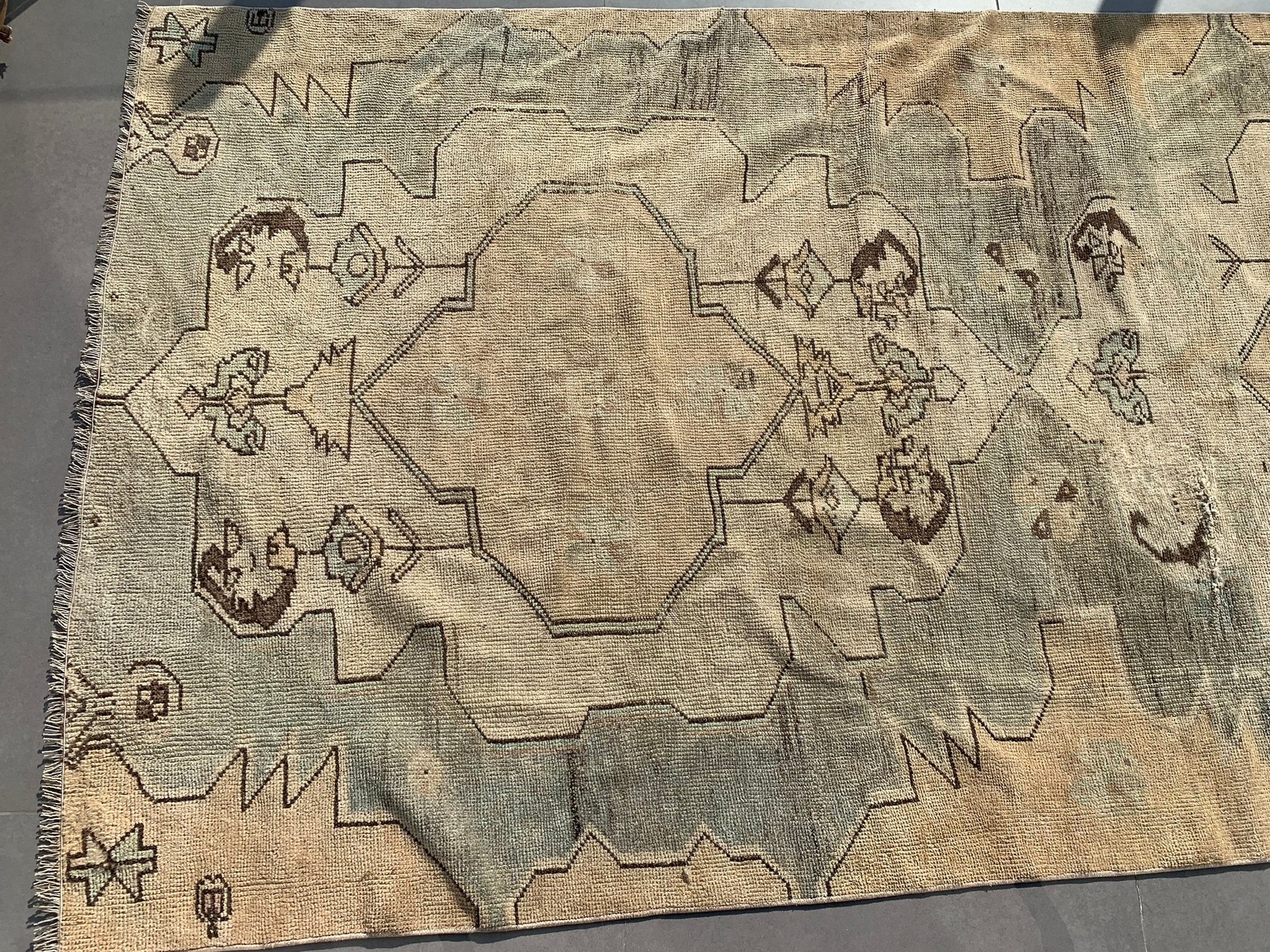4×9,5 ft Rug, Turkish Vintage Rug, Blue Wool Rug