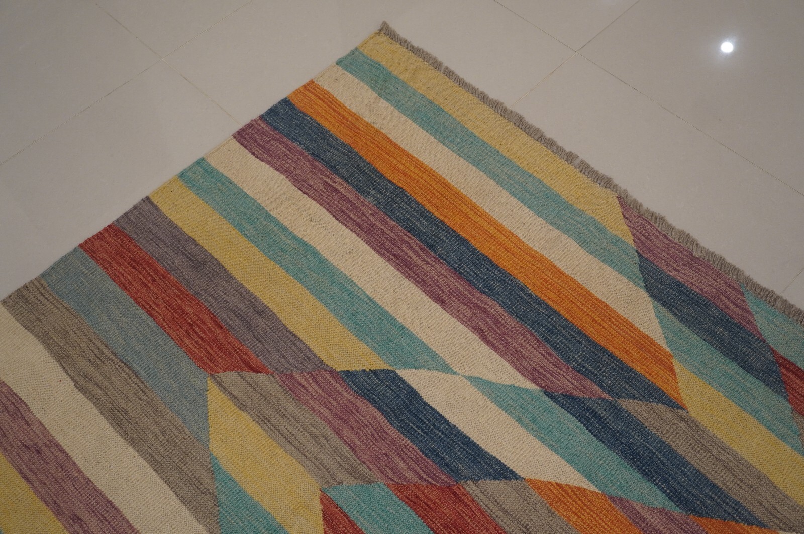 8’4×11’5 Afghan Multicolor Hand woven Modern Abstract Wool Kilim Area Rug