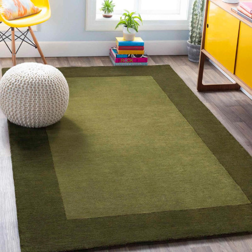 Olive Green Wool Hand Tufted Rug Carpet Plain Handmade Solid Modern Rugs