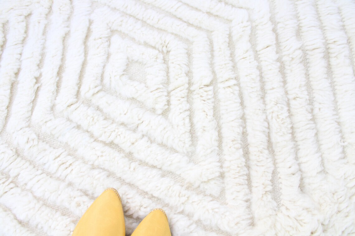 Customized Beni Ourain Rug, Wool Rugs for living room, Large Moroccan Rug,