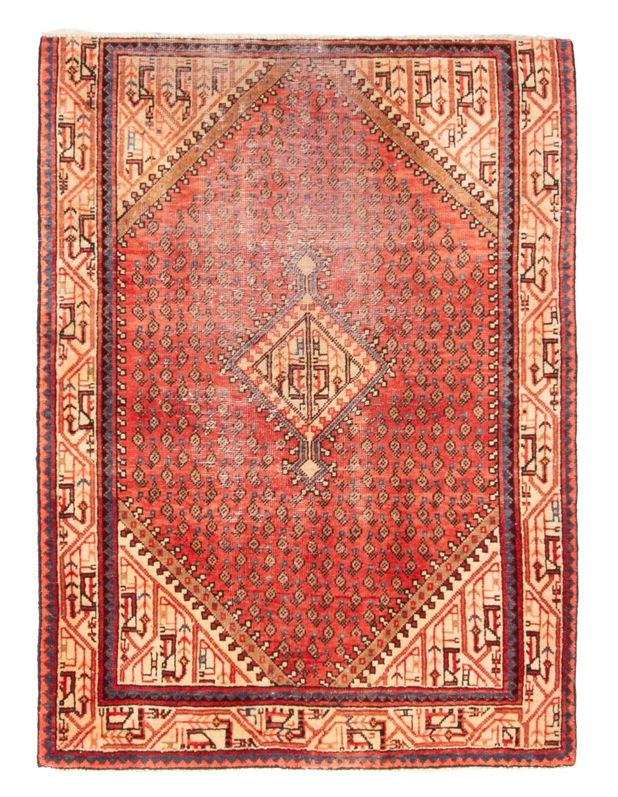Vintage Traditional Hand-Knotted Area Rug 3’6″ x 4’8″ Oriental Wool Carpet