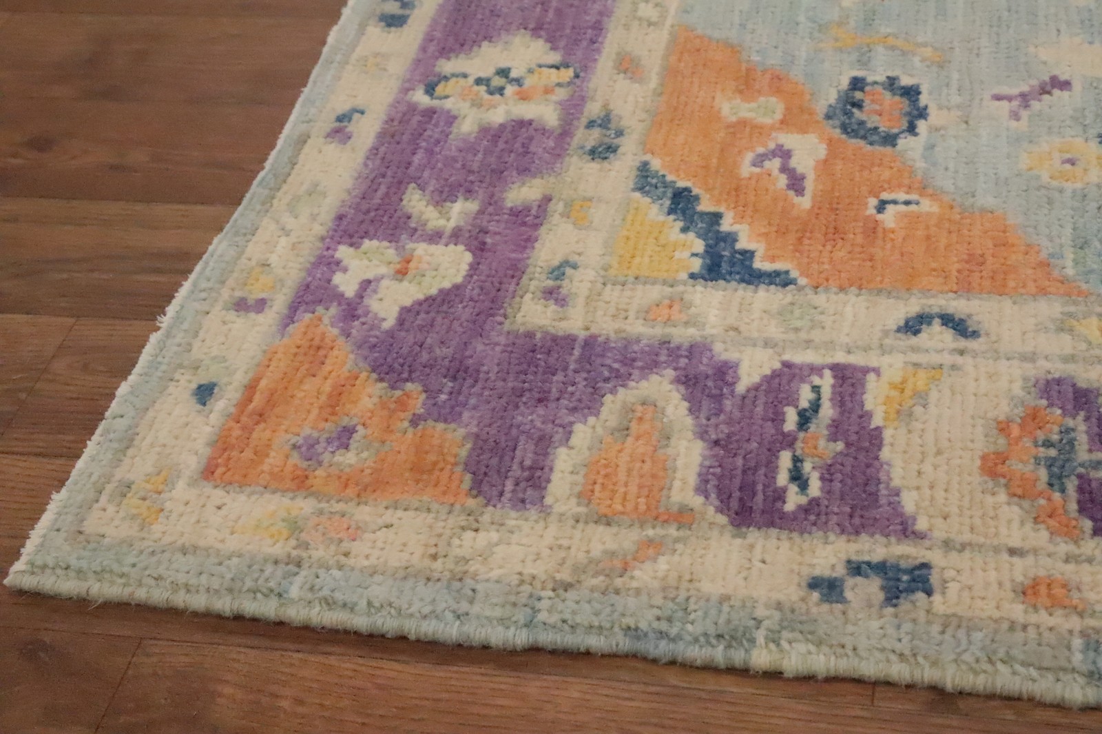 Blue Oushak Oriental Rug 3×4 Handmade Vegetable Dye Turkish Carpet for Any Room