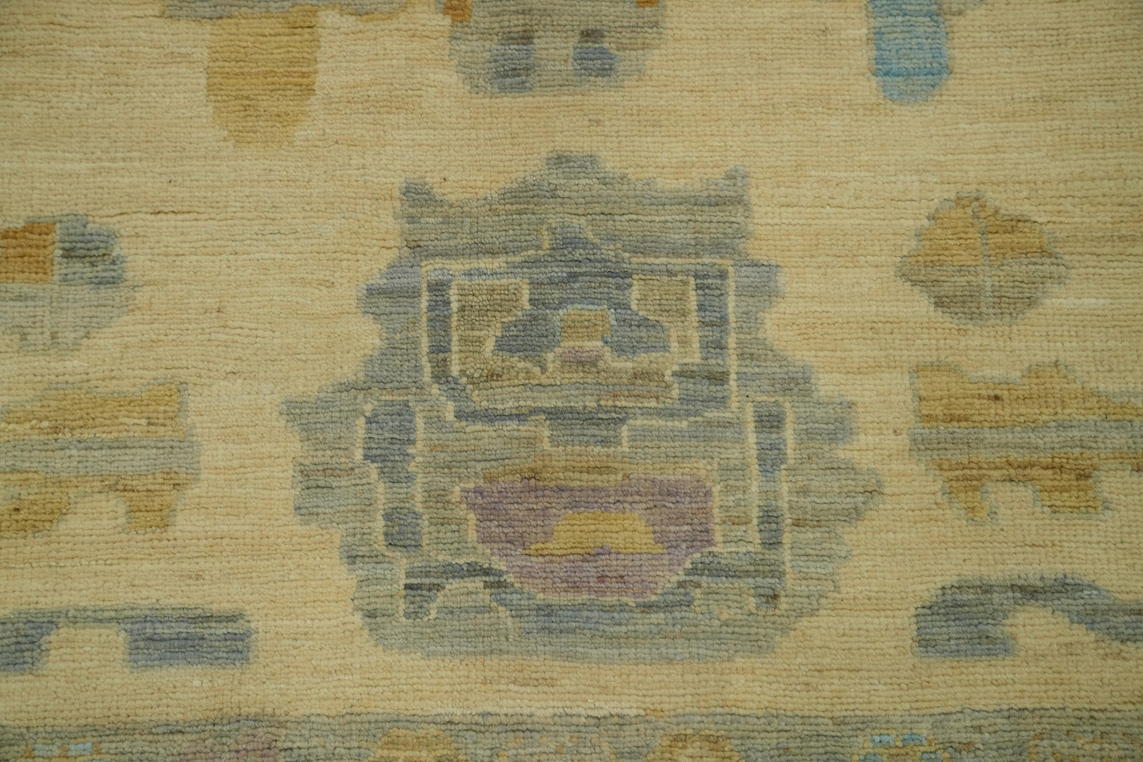 Handmade Yellow / Beige Oushak Turkish Area Rug 9×11 Ft Vegetable Dye Wool Rug