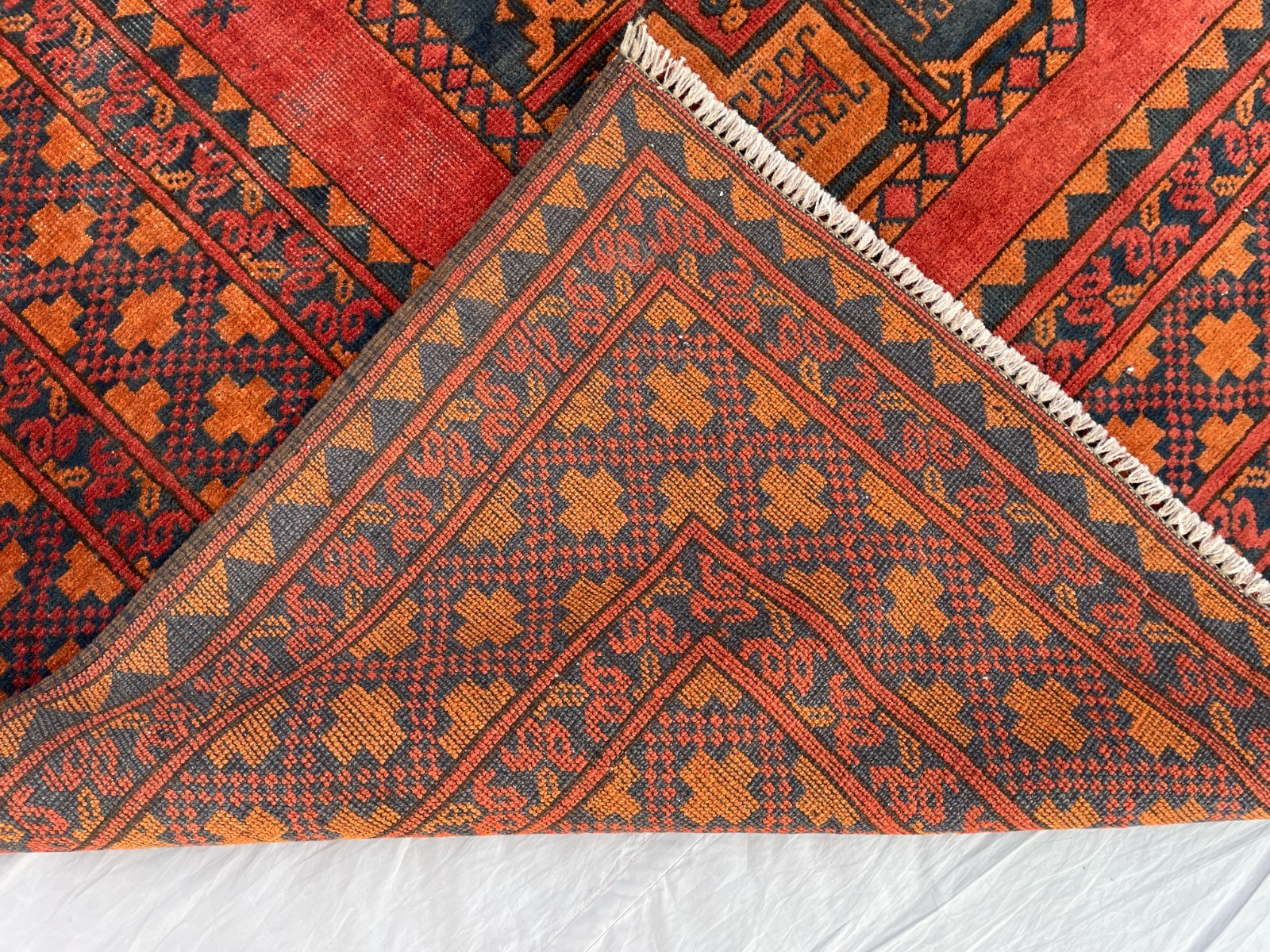 6×9 Ersari Turkoman Area Rug Hand Knotted Wool Carpet With Bold Octagon Gul