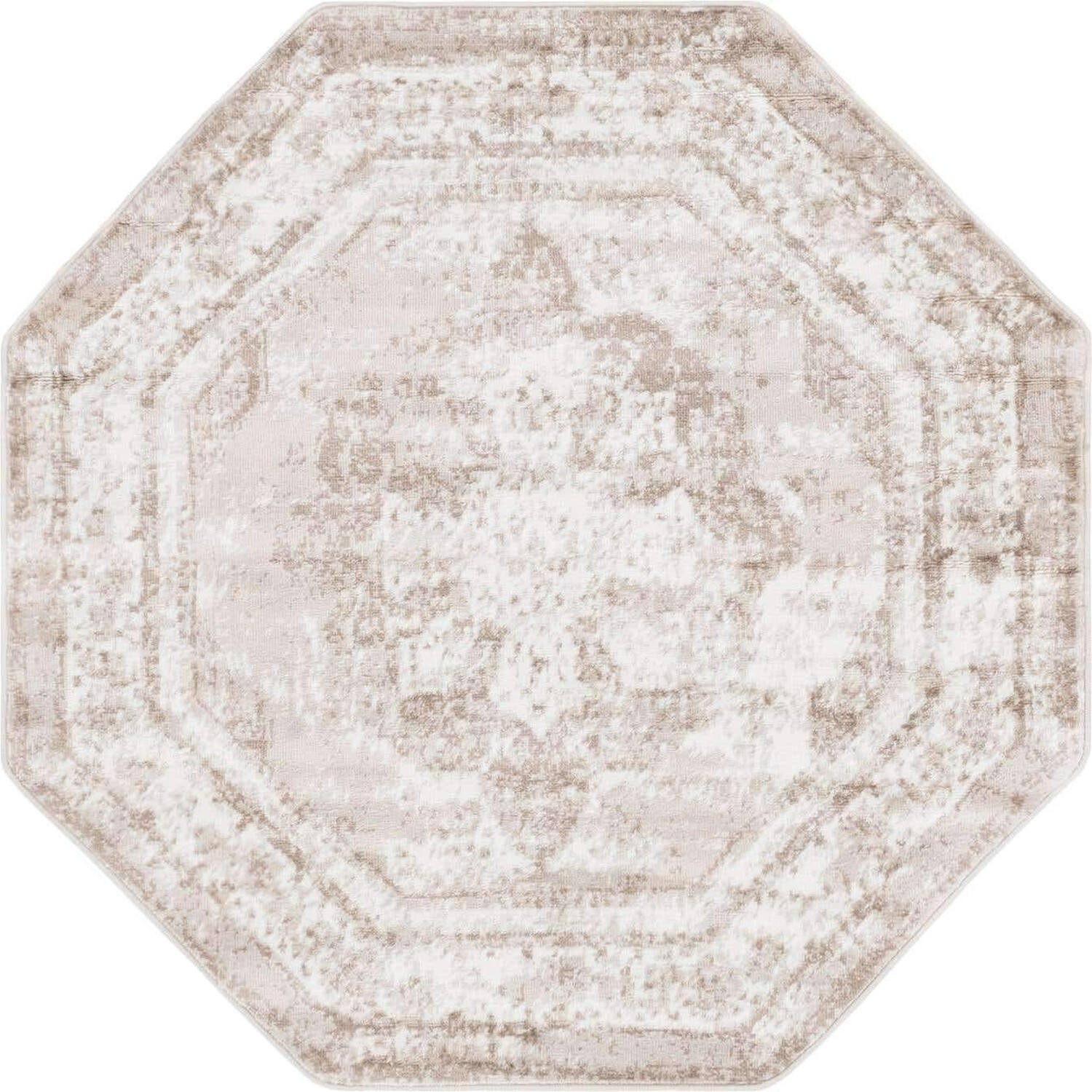 Unique Loom Sofia Collection Area Rug – Salle Garnier (4′ Octagon, Beige/ Ivo…