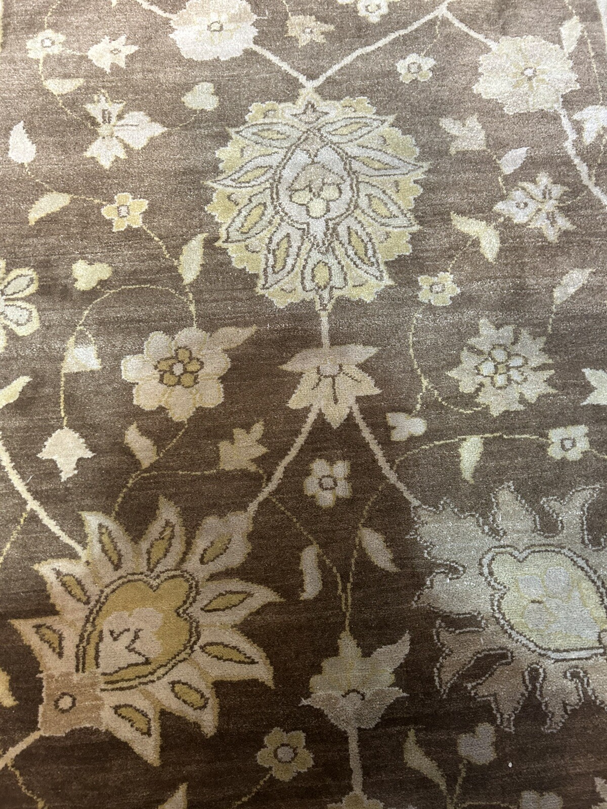 Vegetable Dye Egyptian Rug All Over Floral Handmade Wool USHAK Style Carpet
