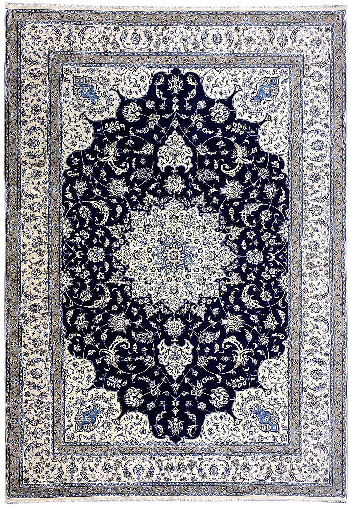 10×19′ Large Oversize Perrsian Naain Rug Wool and Silk Irran #PIX-12924