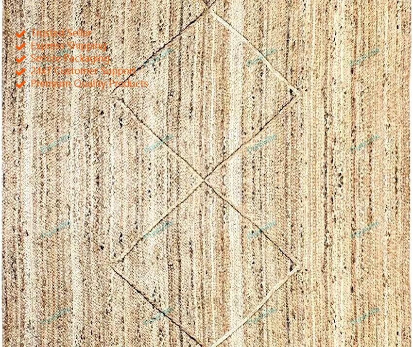 Hand Woven Jute Carpet Boho Area Rugs 4 x 7 Feet Indian Handmade