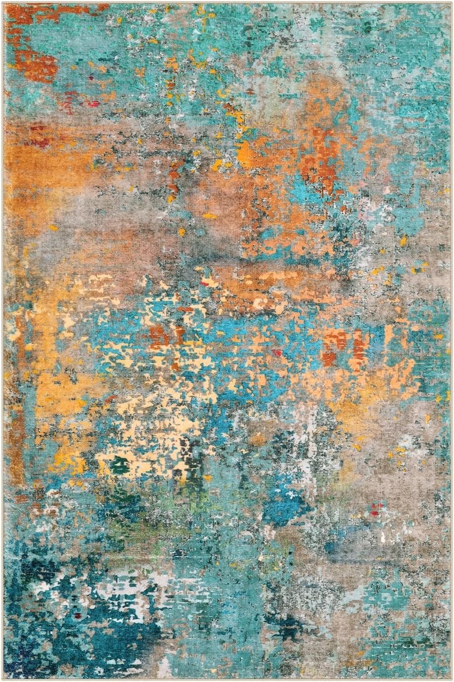 Elegant 6×9 Modern Abstract Area Rug – Machine Washable Soft Living Room Accent