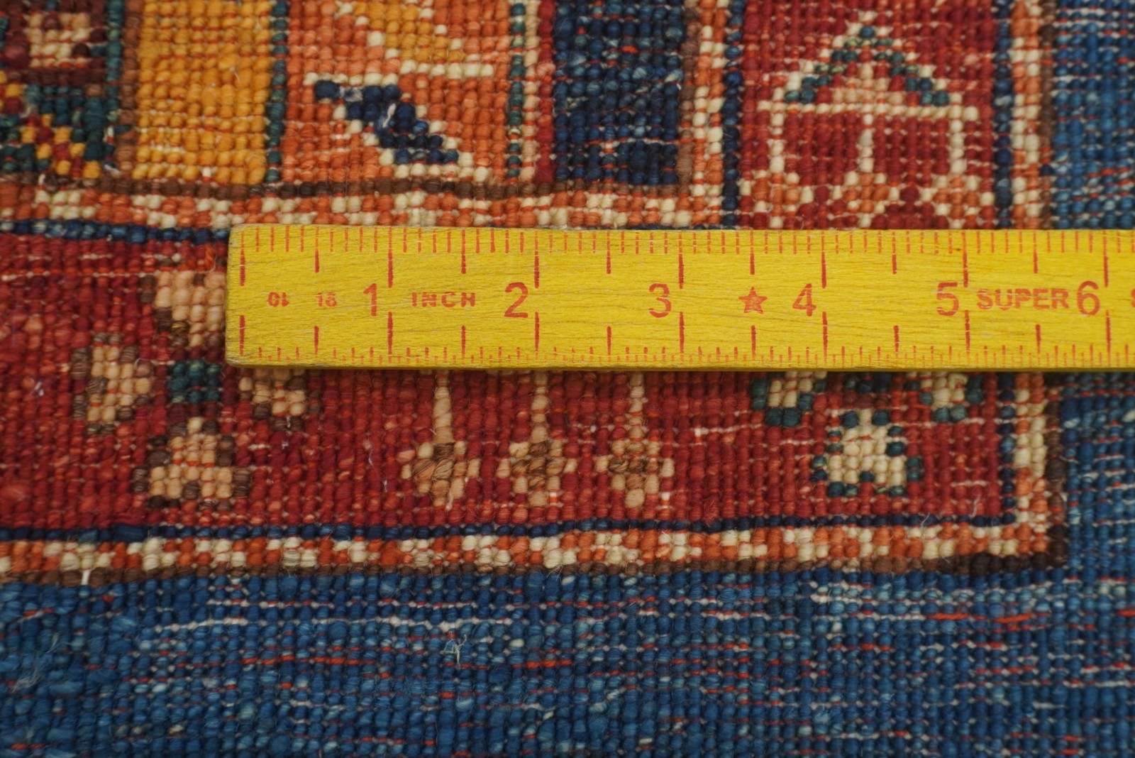 3×4 ft Blue Turkish Shawl Striped Hand Knotted Wool Tribal Area Rug