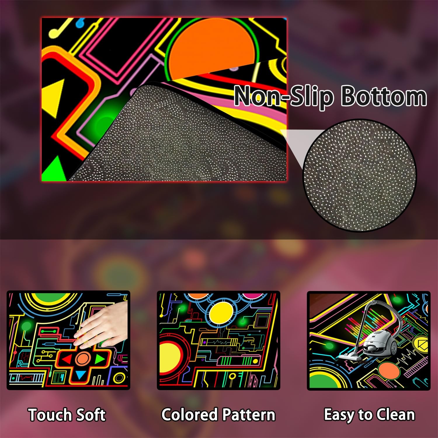 Gamer Rug Boys Room 3×5 Controller Shape Colorful Carpet Teens Playroom