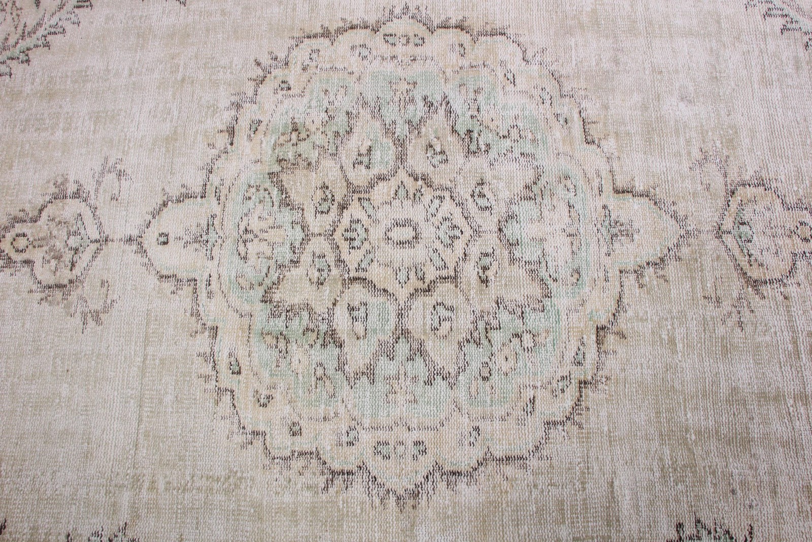 4,3×6,6 ft Rug, Vintage Turkish Rug, Green Wool Rug