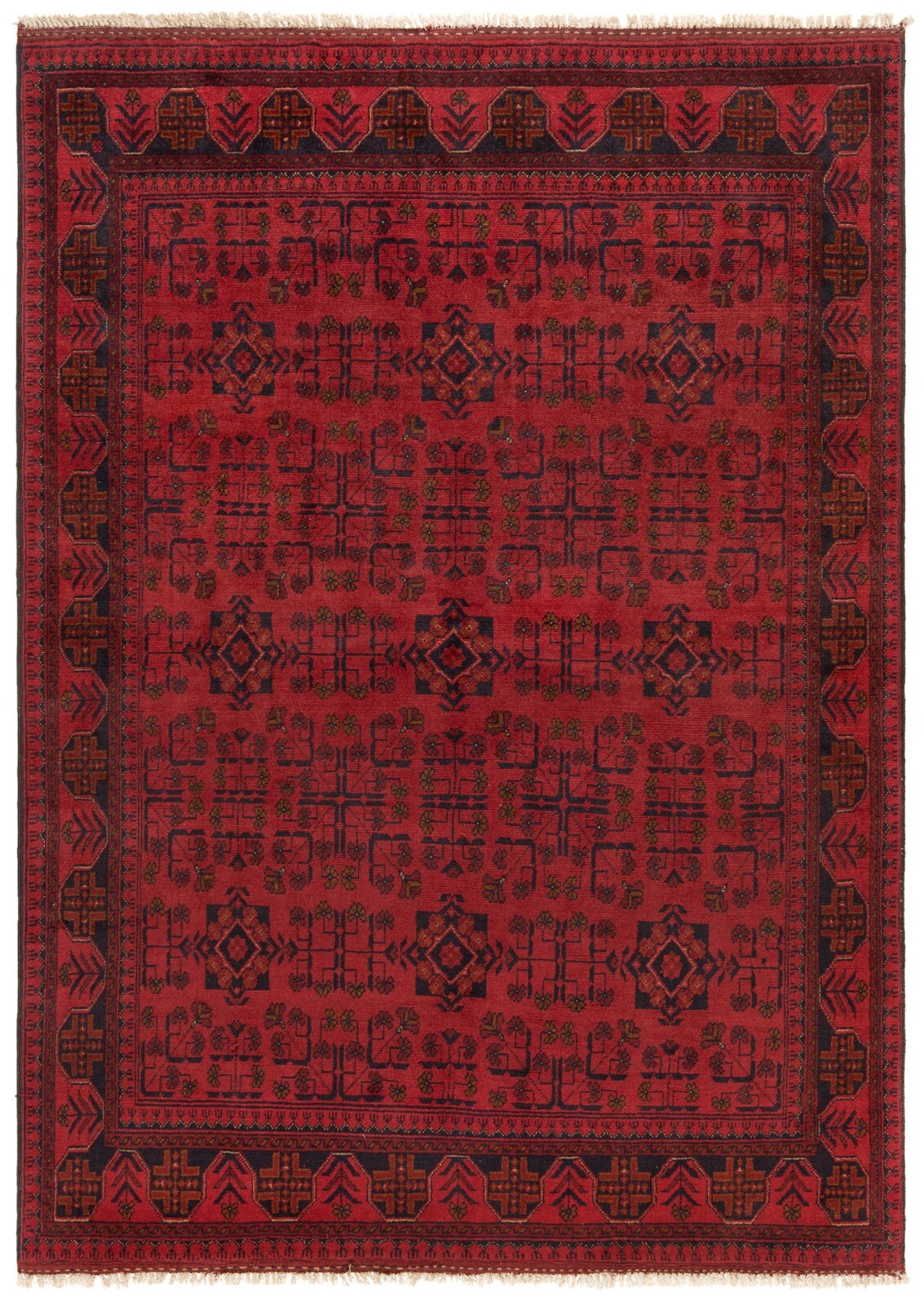 Afghan 87×62 3/16 in Handwoven Oriental Top Condition Oriental Carpet Rug Red
