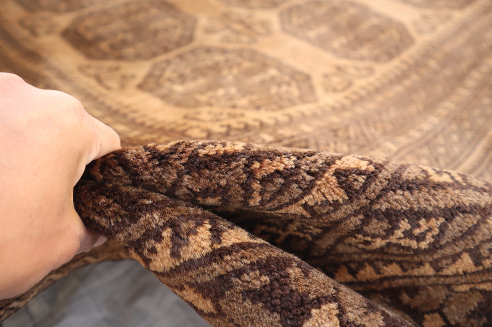 Pale Brown 6’8×9’2 ft Vintage Tribal Ersari Rug, Oriental Rug, Bokhara Filpa Rug