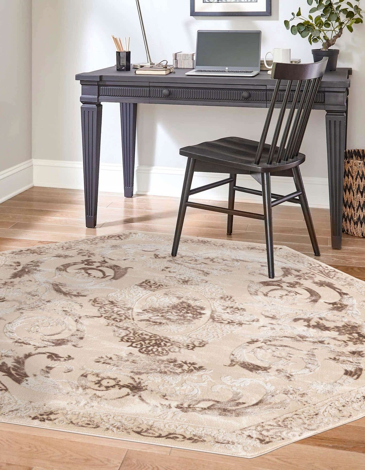 Unique Loom Finsbury Collection Area Rug – 5 3 Octagon Beige/ Ivory 3170254